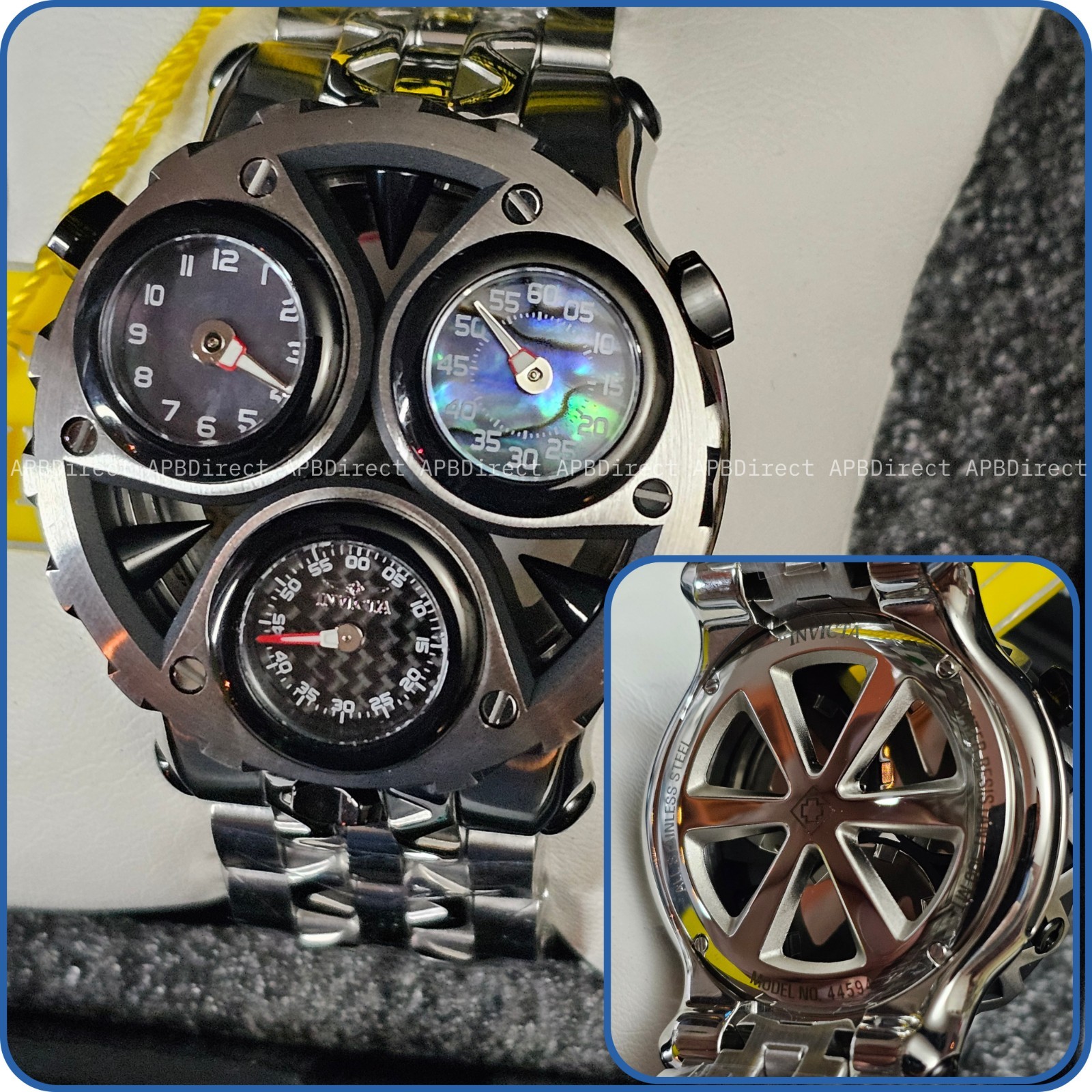 Invicta – CERBERUS – Tri 3 Movements Carbon Fiber Abalone MOP Dials mens watch