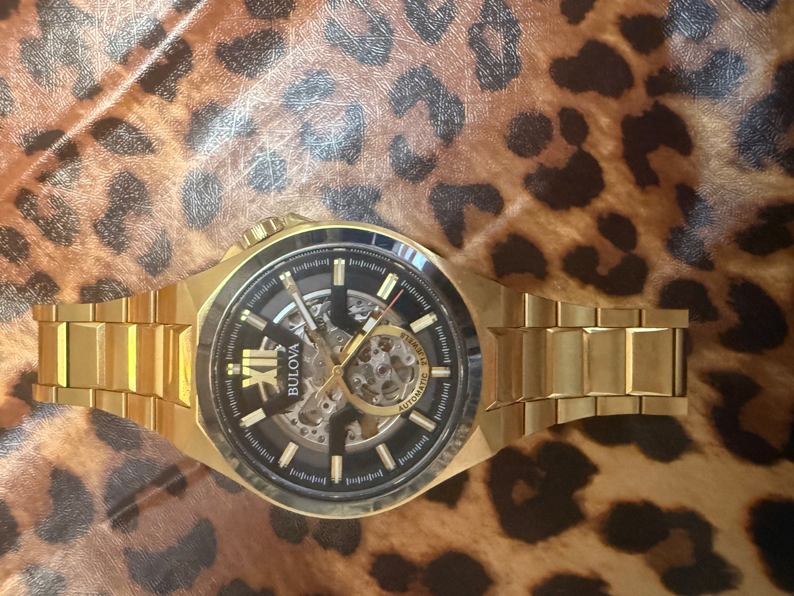 Bulova 98A178 Maquina Analogue Automatic Skeleton Men’s Gold Watch