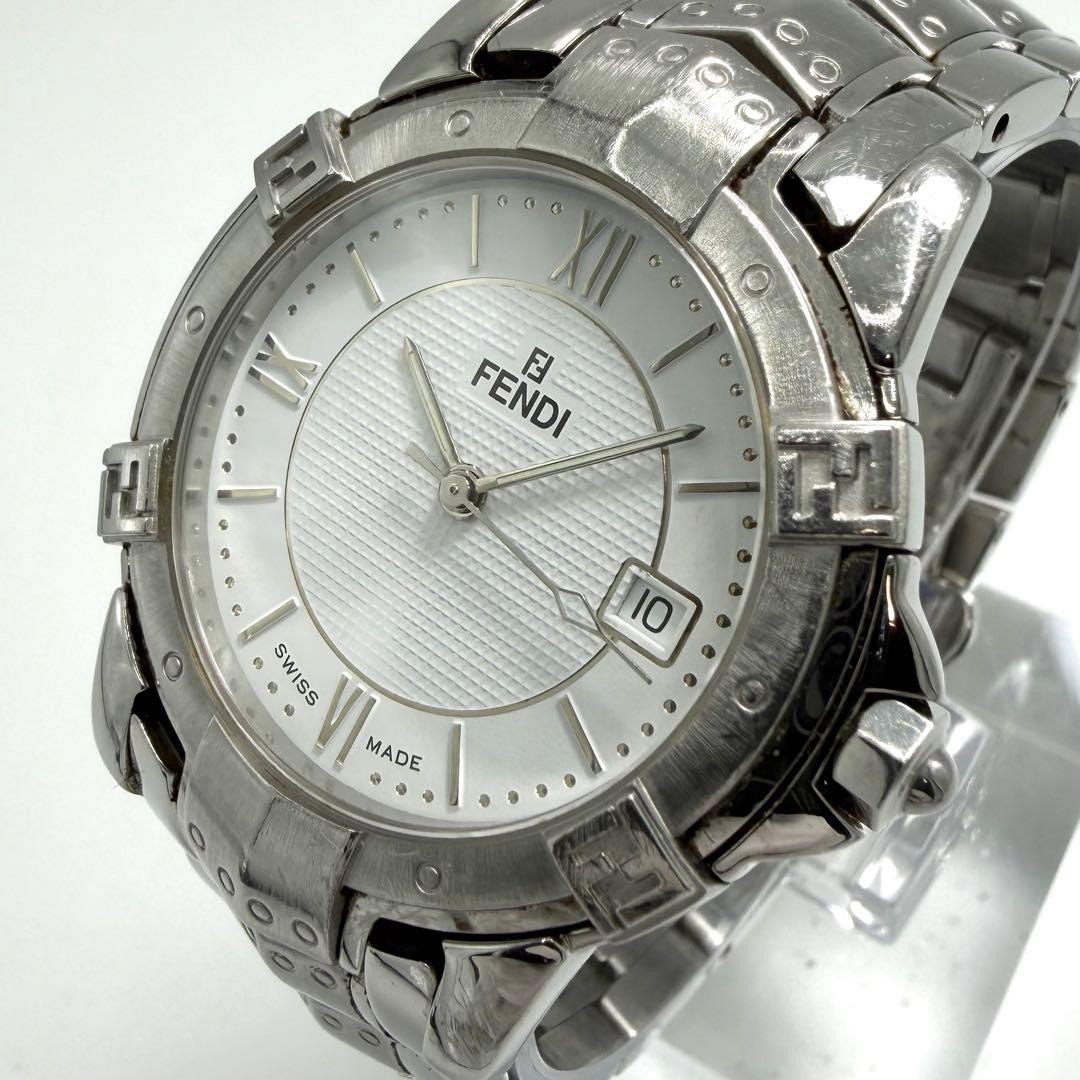 Fendi 3500G Men’s Quartz Watch Silver Zucca Roman Dial Japan 071771