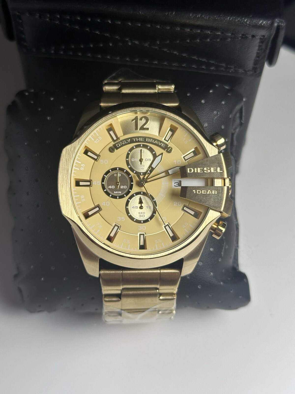 Diesel DZ4360 Mega Chief Gold Tone Dial Stainless Steel Chronograph Men’s Watch