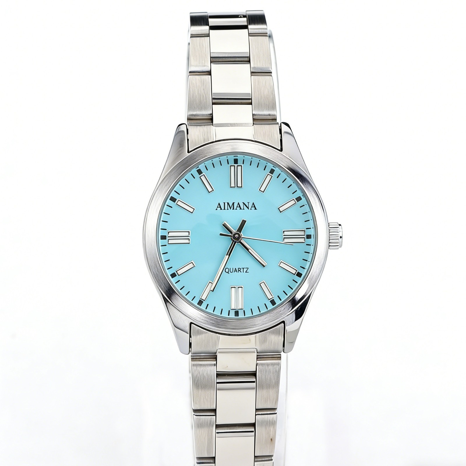 VORSEL Classic Blue Round Dial Women’s Quartz Silver Tone Watch 32mm