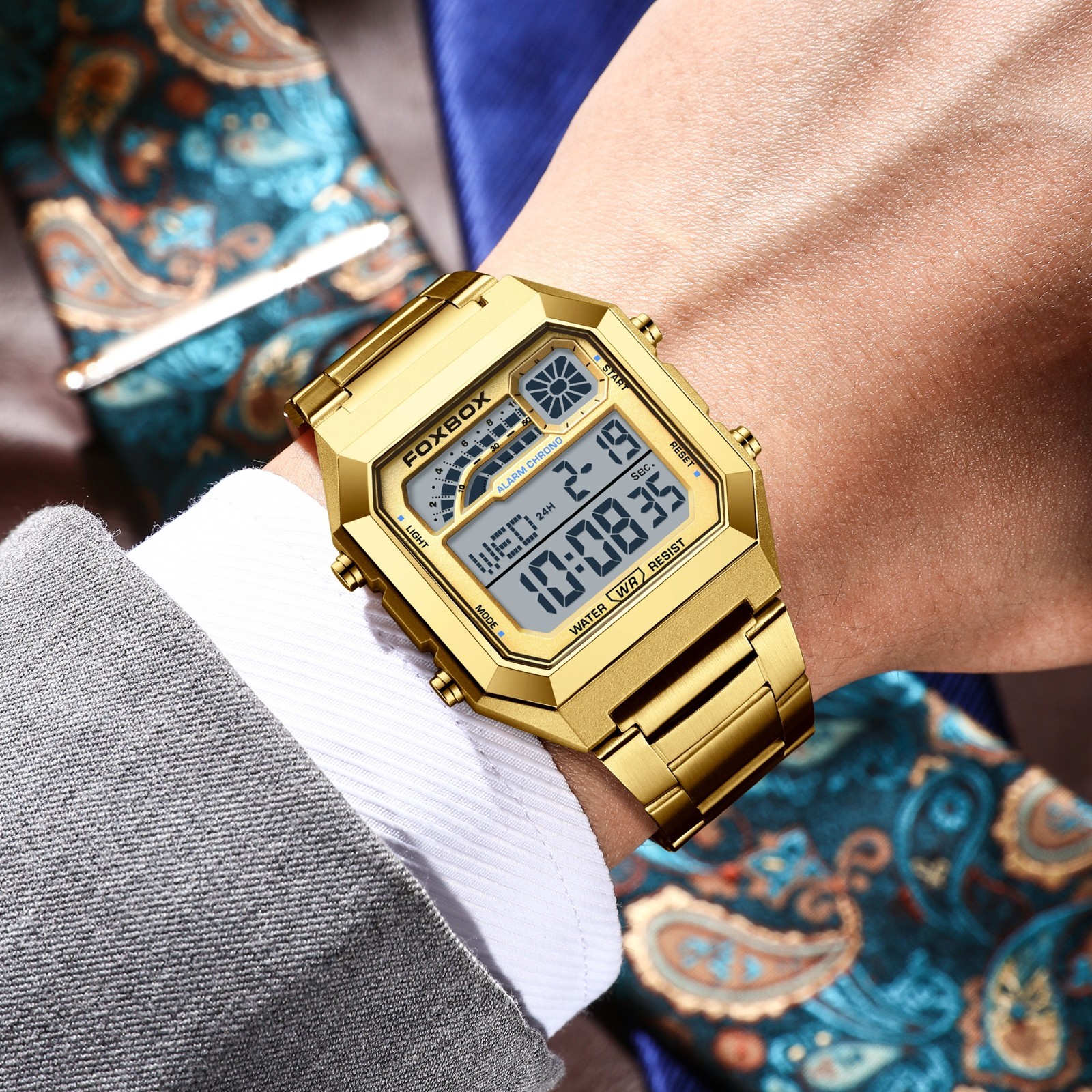 Luxury Men’s Watch Quartz Digital Luminous Date Waterproof Male Wristwatch Boxed
