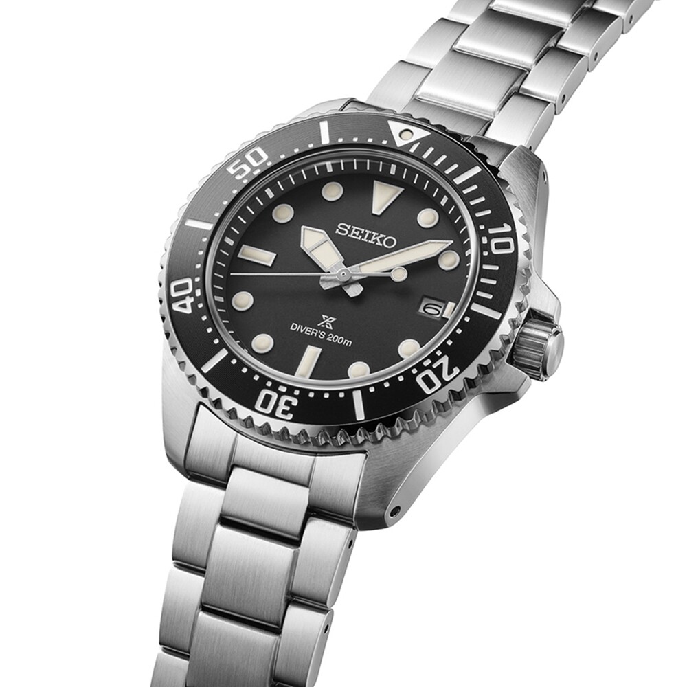 SEIKO Prospex SNE597P1 Solar Diver Sapphire 200M Black Dial Watch