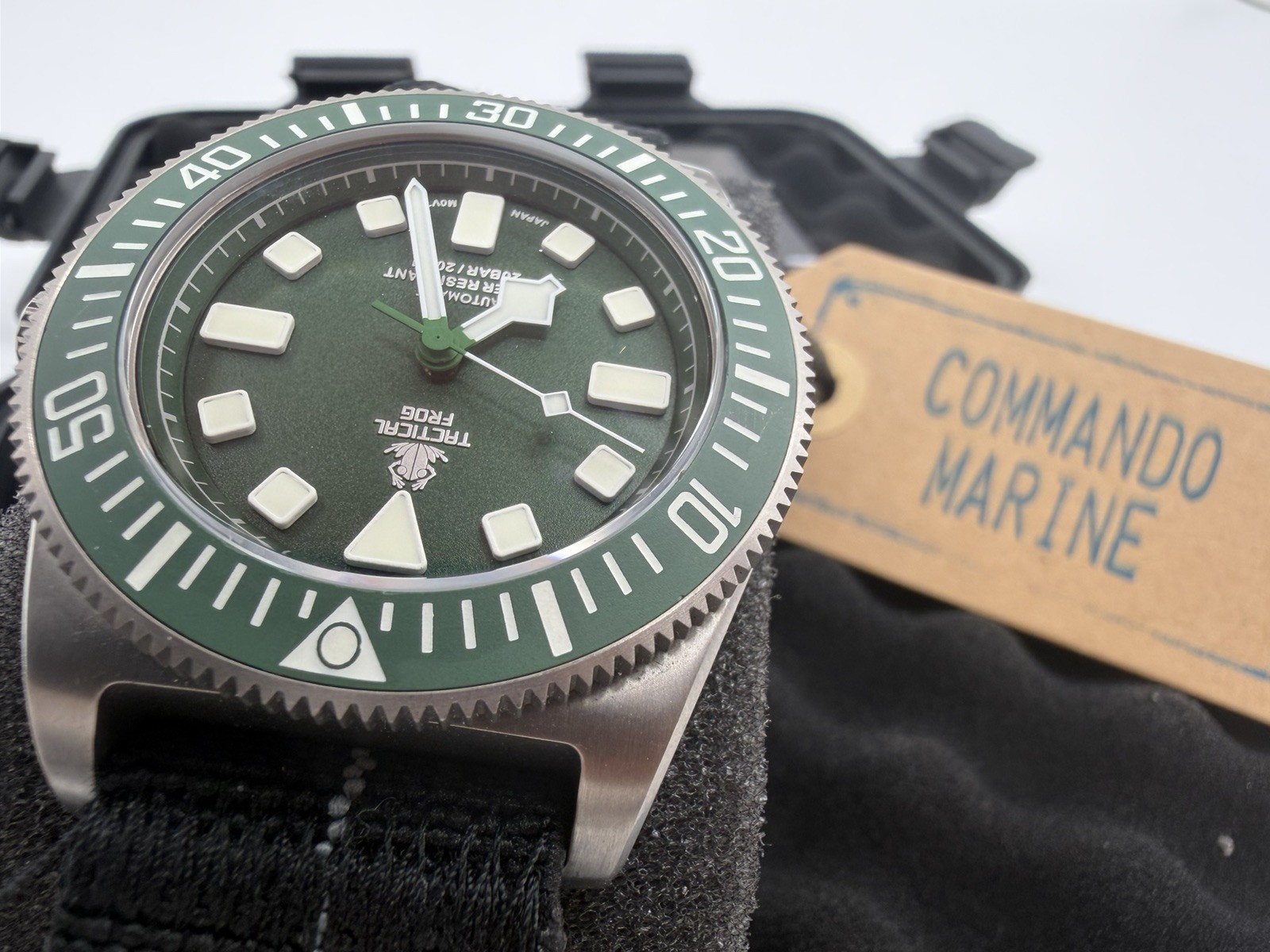 Tactical Frog Titanium NH35A Mechanical Watch Green Bezel Green Dial Fixed Lugs