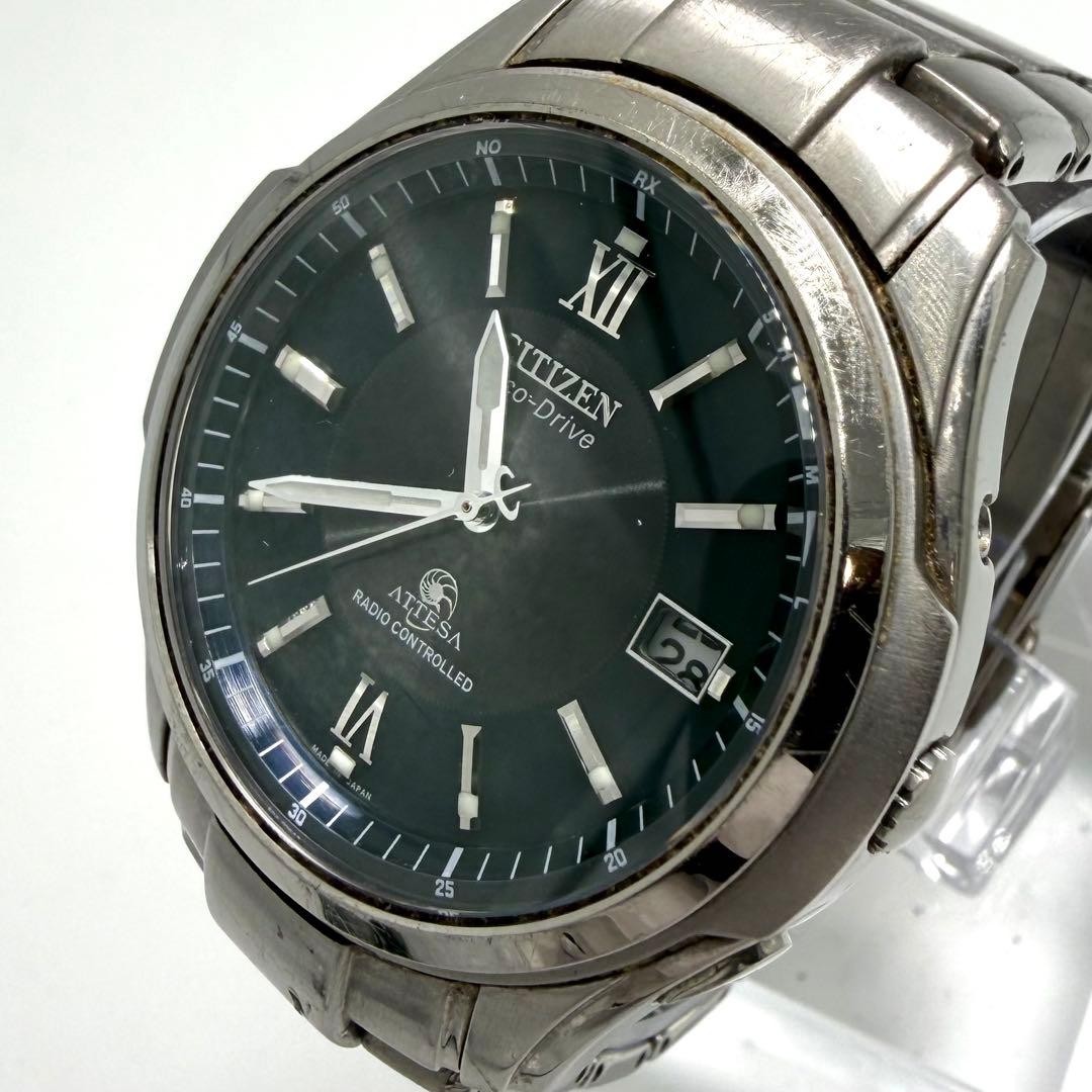 Citizen Attesa Solar Men’s Watch Silver Roman Numerals Date Japan 071768
