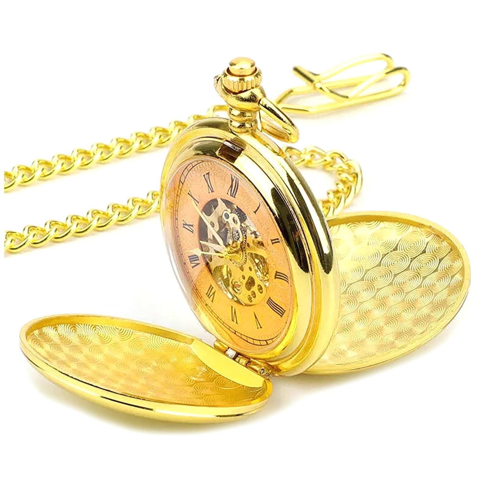 Hook Buckle Clasp Round Dial Shape Men’s Mechanical Retro Pocket Watch