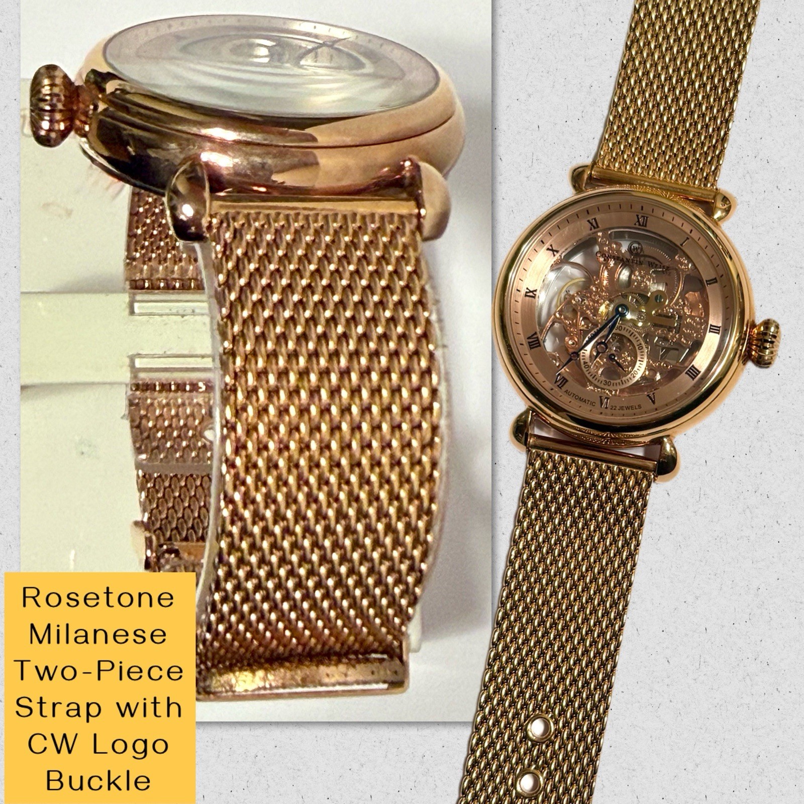 45mm Auto Rosetone Skeleton | Milanese Mesh Strap | Constantin Weisz M Watch