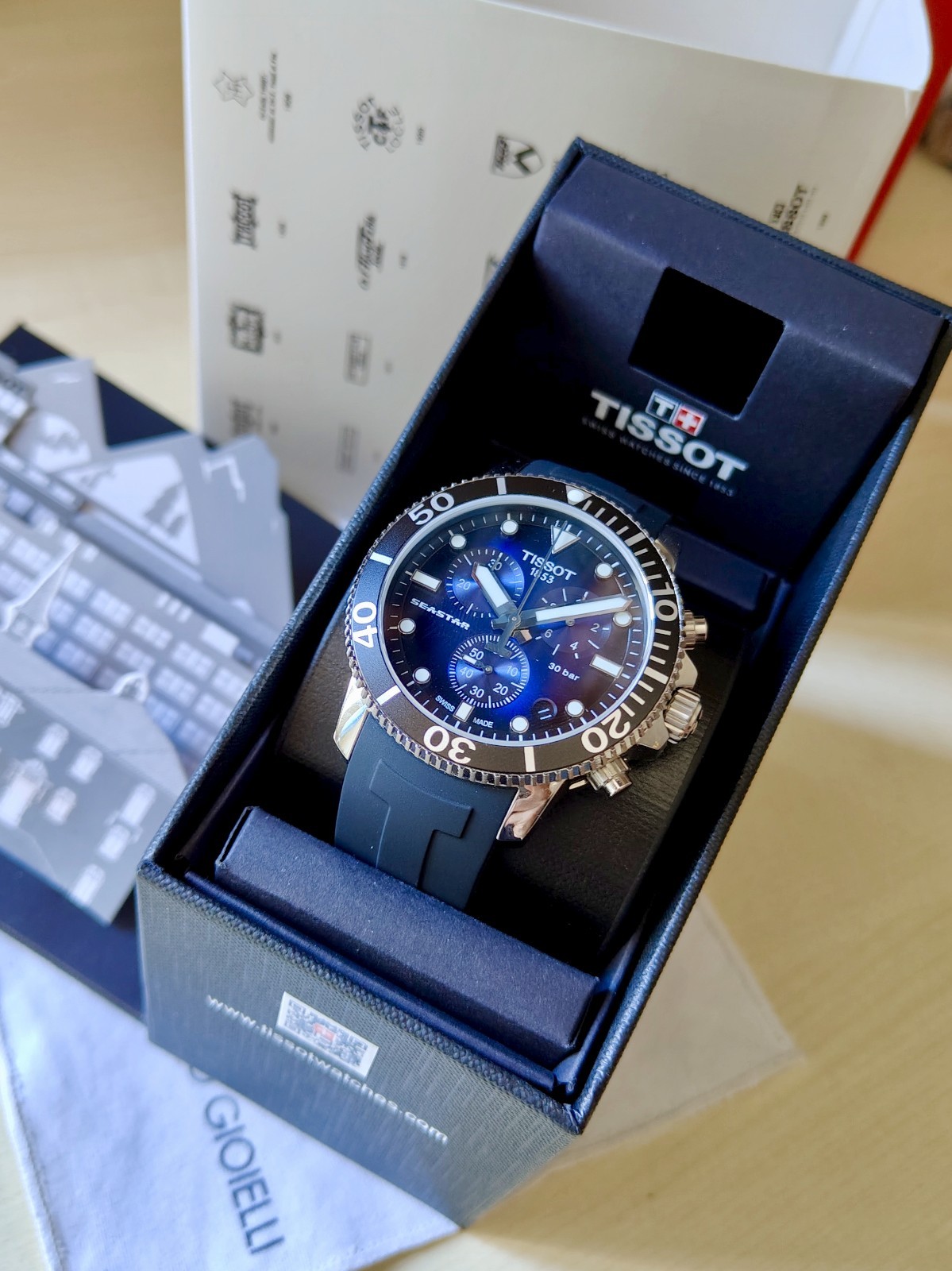 Tissot Seastar 1000 T-Sport Steel Men’s Chronograph Blue Black Dial Diver 300m