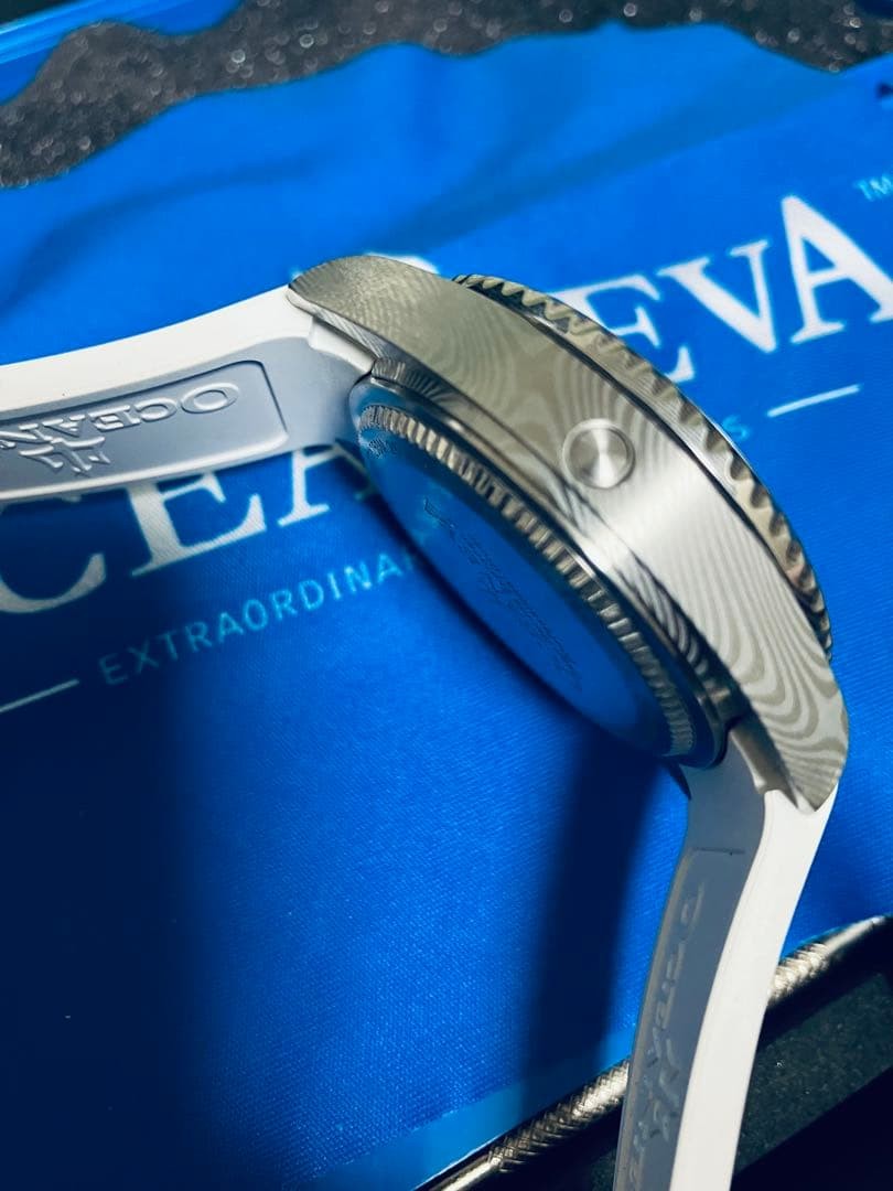 Oceaneva Deep Marine Explorer II White Damascus Steel Watch