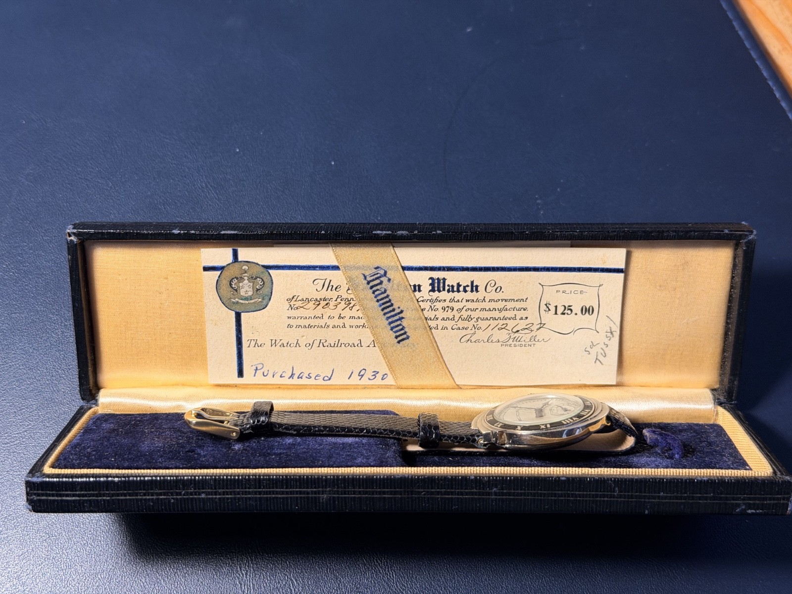 1930 Hamilton Spur 14k White Gold Wristwatch – WORKING Box and Paper