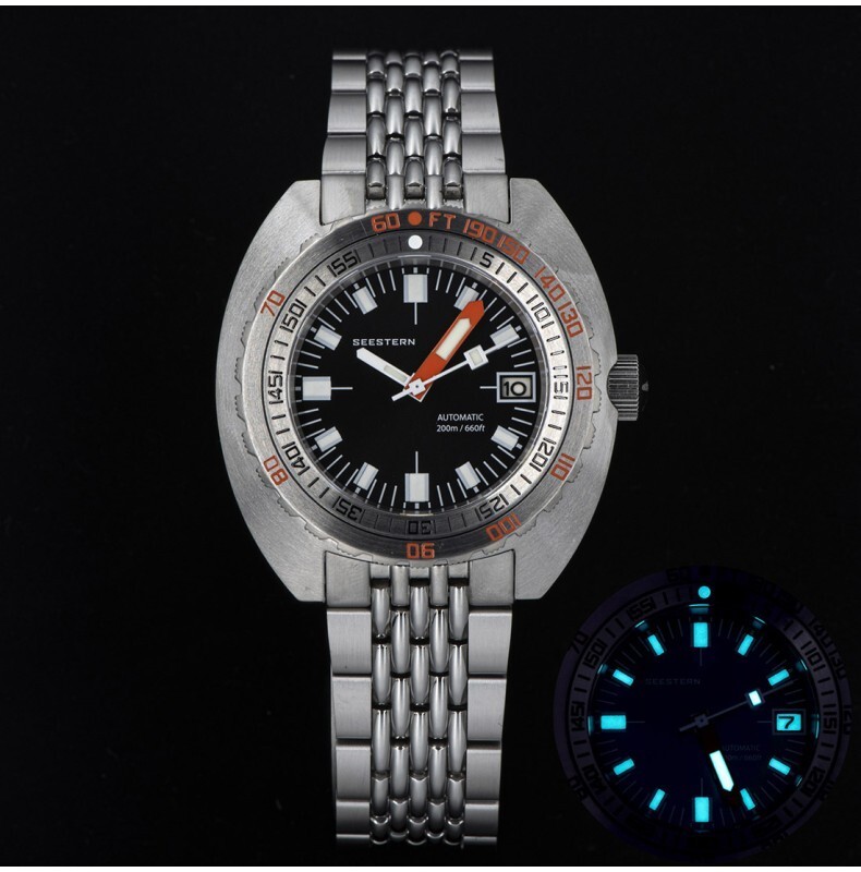Seestern Sub 300 Automatic Black Steel Date Diver Men’s Watch