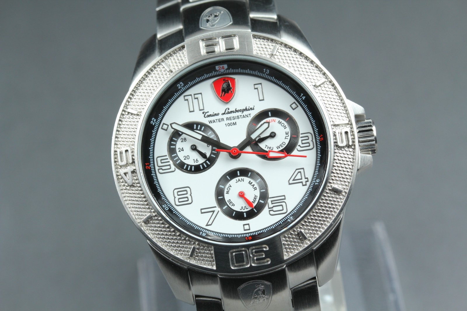 NEAR MINT Tonino Lamborghini Limited Edition White Dial Quartz Mens Watch 16.5cm