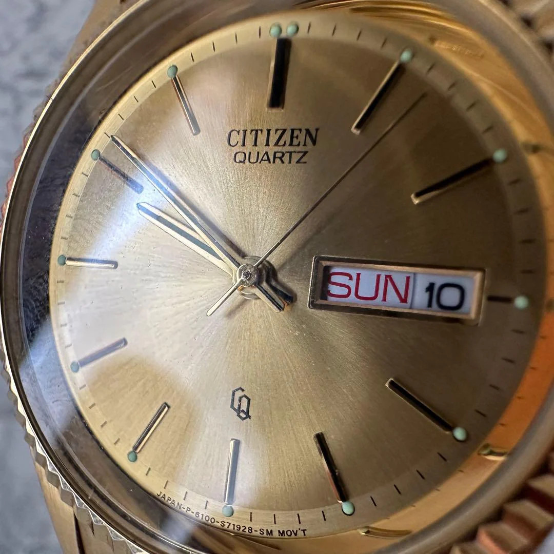 CITIZEN 6100-S26585 Gold Quartz Mens Watch 1.38in