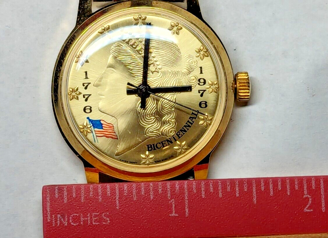 GENOVA ELECTRONICALLY TIMED SWISS WATCH 1776-1976 BICENTENNIAL LIBERTY WAS $150
