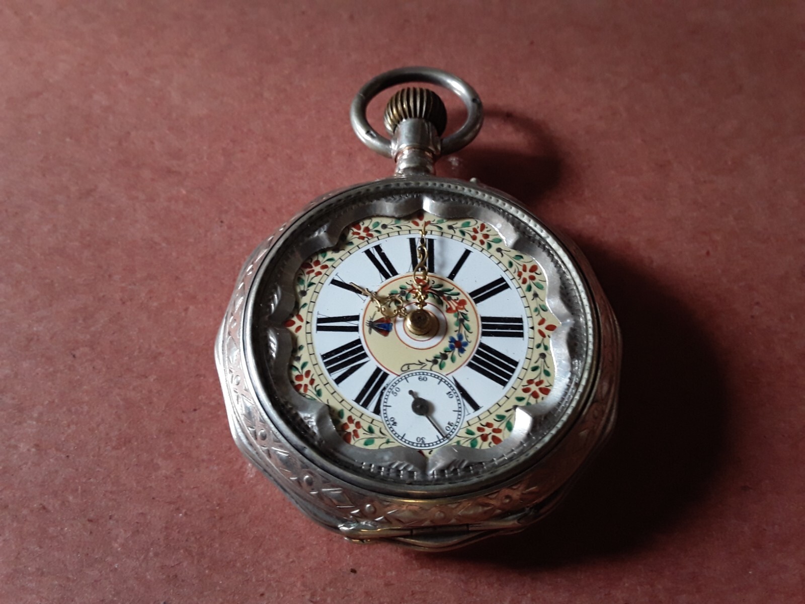 Antique Swiss Cylinder Pocket Watch-Fancy Dial 49.5MM-Working