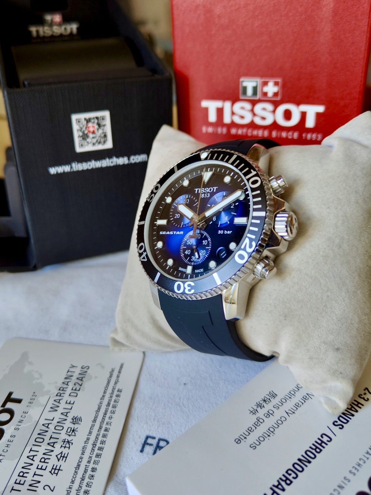 Tissot Seastar 1000 T-Sport Steel Men’s Chronograph Blue Black Dial Diver 300m