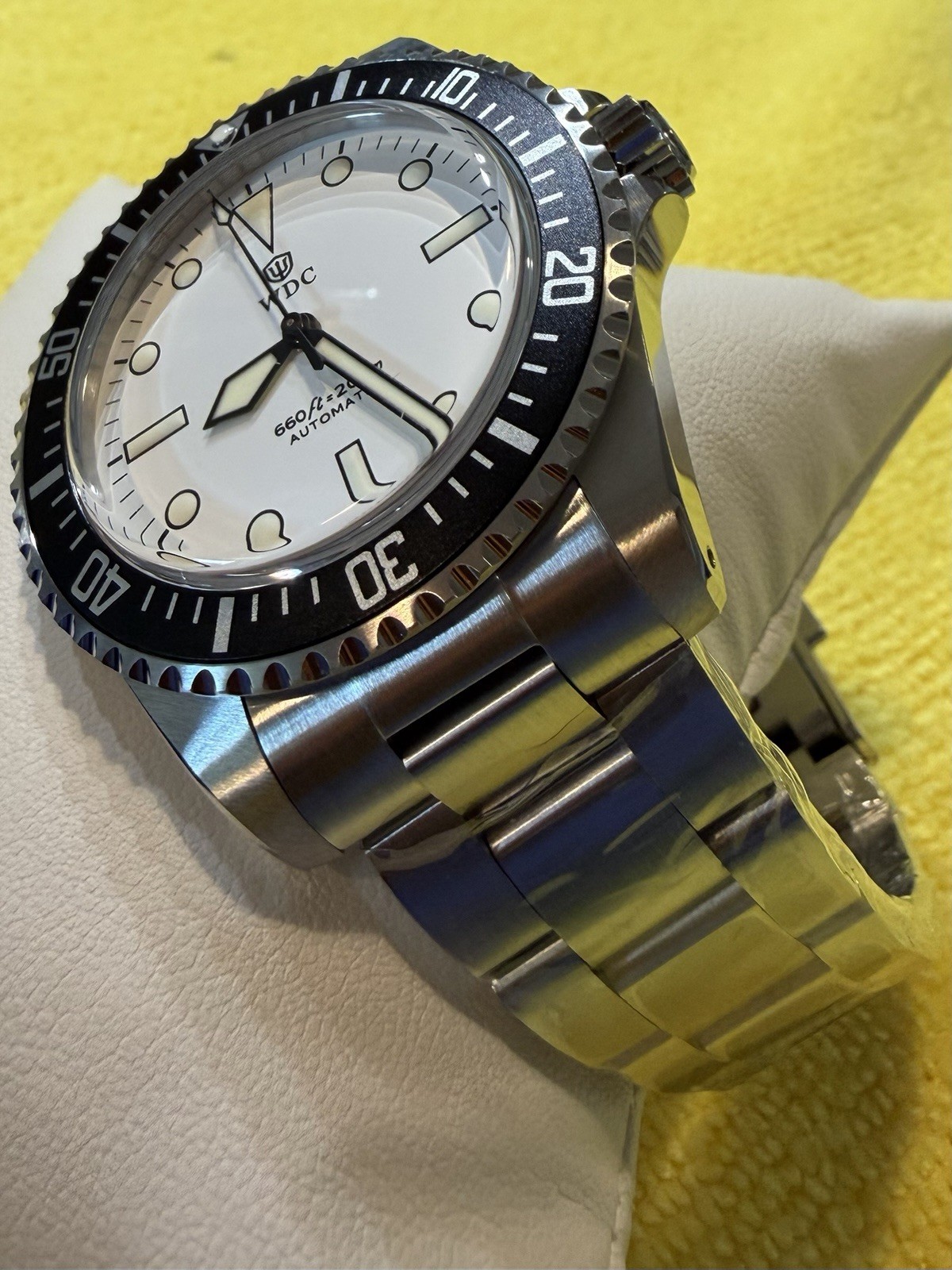 WDC Vintage Series Diver WD5513B – Polar White Dial – PT5000 High-Beat – NEW