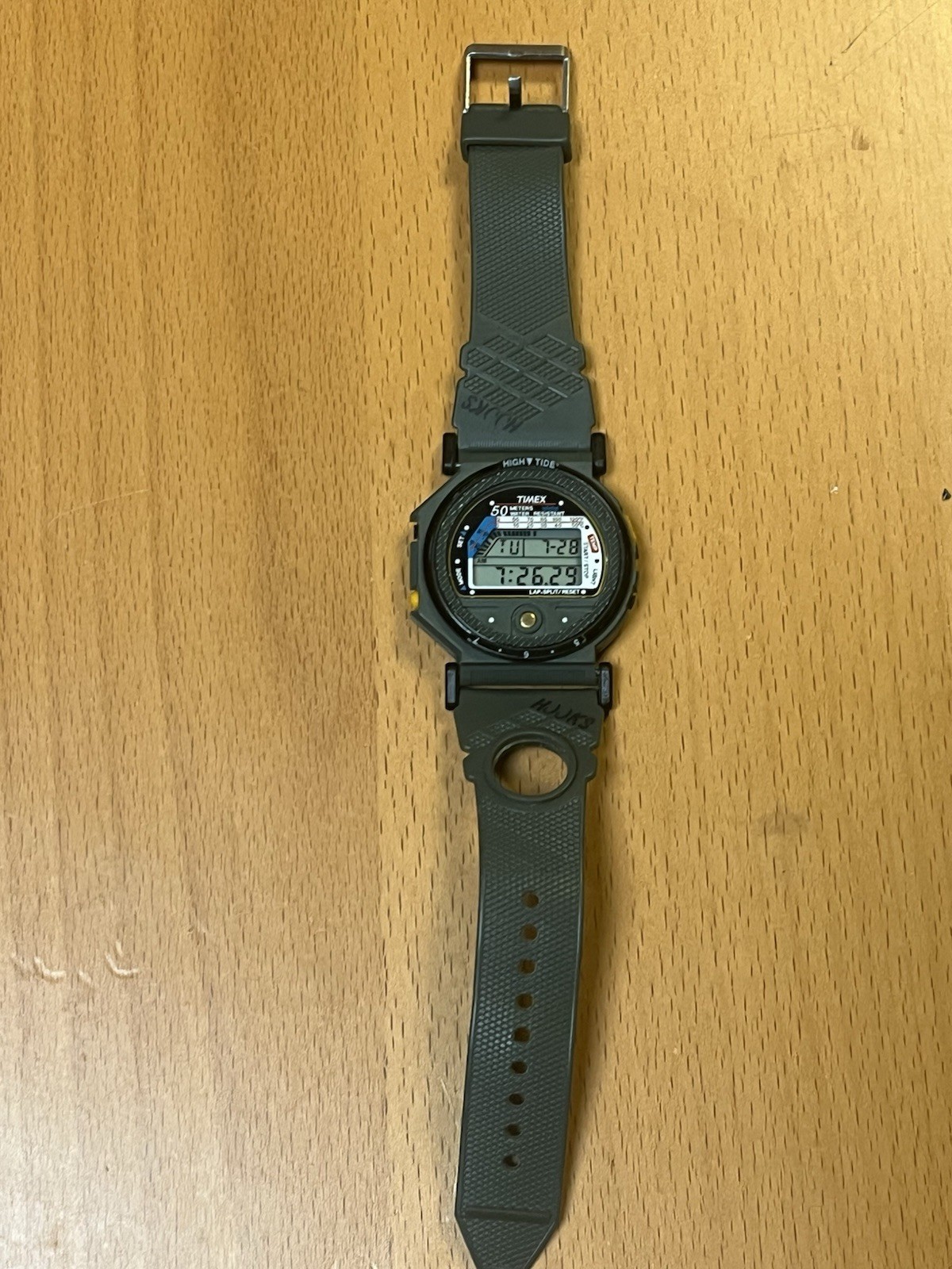 Timex Vintage Blazer 707 Hooks, Digital Watch, 50m WR, Temp, Green Resin Strap
