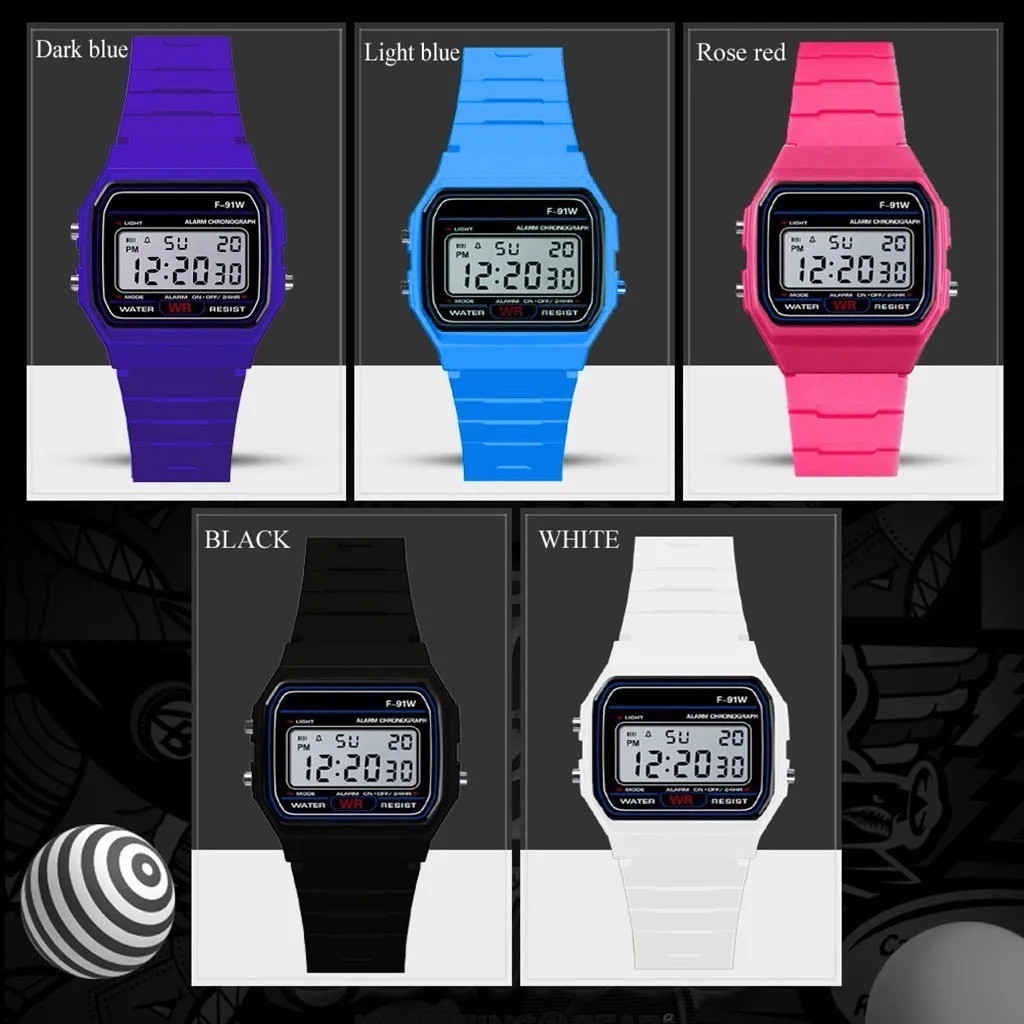 F 91W Classic Digital Resin Strap Watch Stopwatch Chronograph Sport Unisex Men