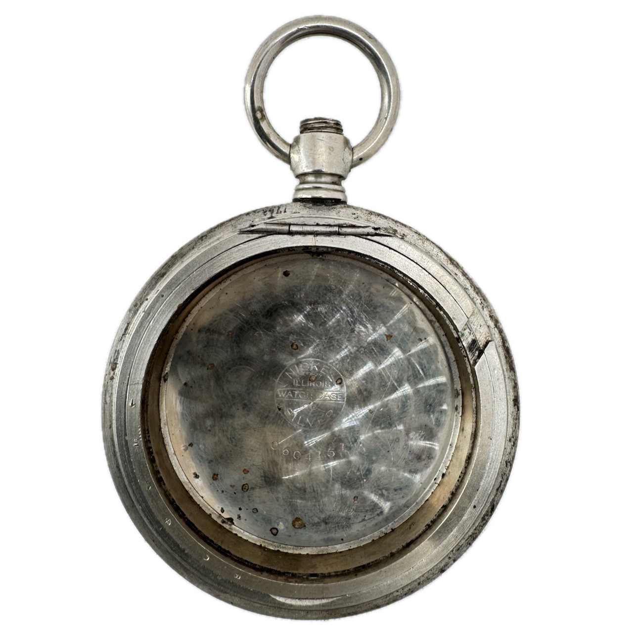 Antique 18 Size Illinois Coin Edge Pocket Watch Case Nickel Silver American