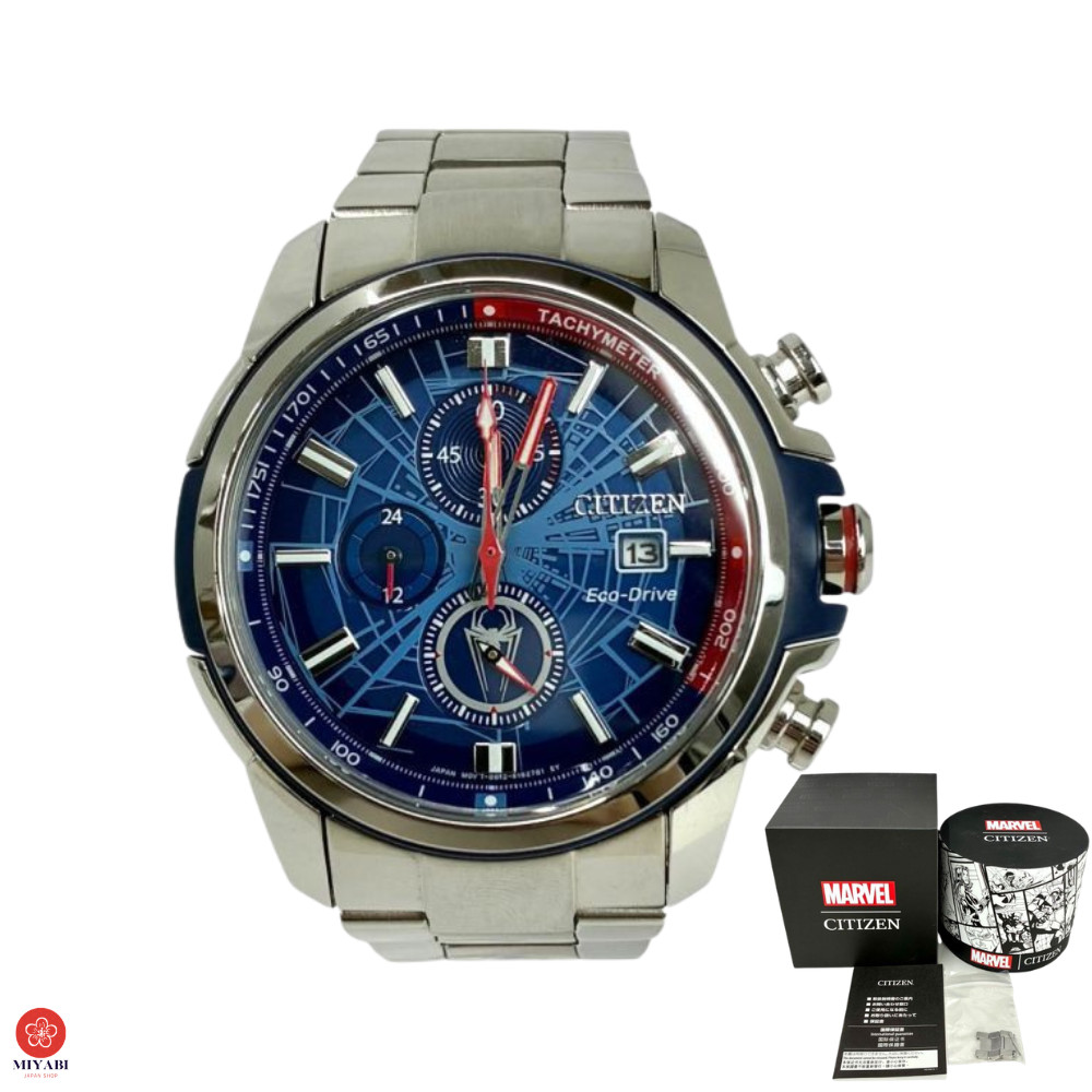 Citizen Marvel Spider-Man Eco-Drive Chronograph Watch CA0429-53W W/ Box