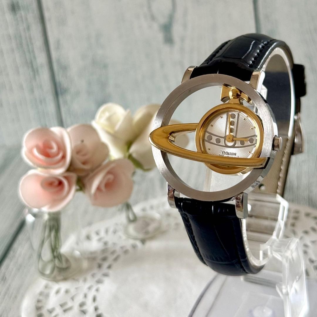 Vivienne Westwood Circle Orb Gold Combination Watch Quartz Japan 074422
