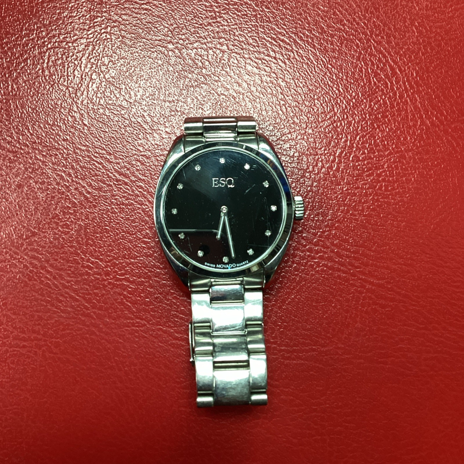 Mens ESQ by Movado Swiss Quartz Analog Watch Needs Battery Scratches on Crystal