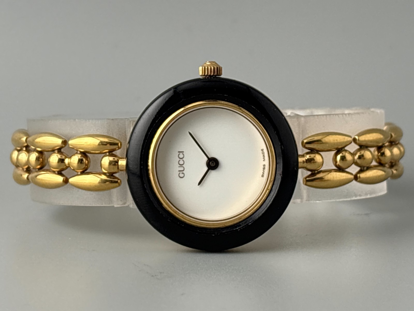 [Excellent] Gucci Change Bezel 1200 Gold Metal Black Watch Auth Vintage