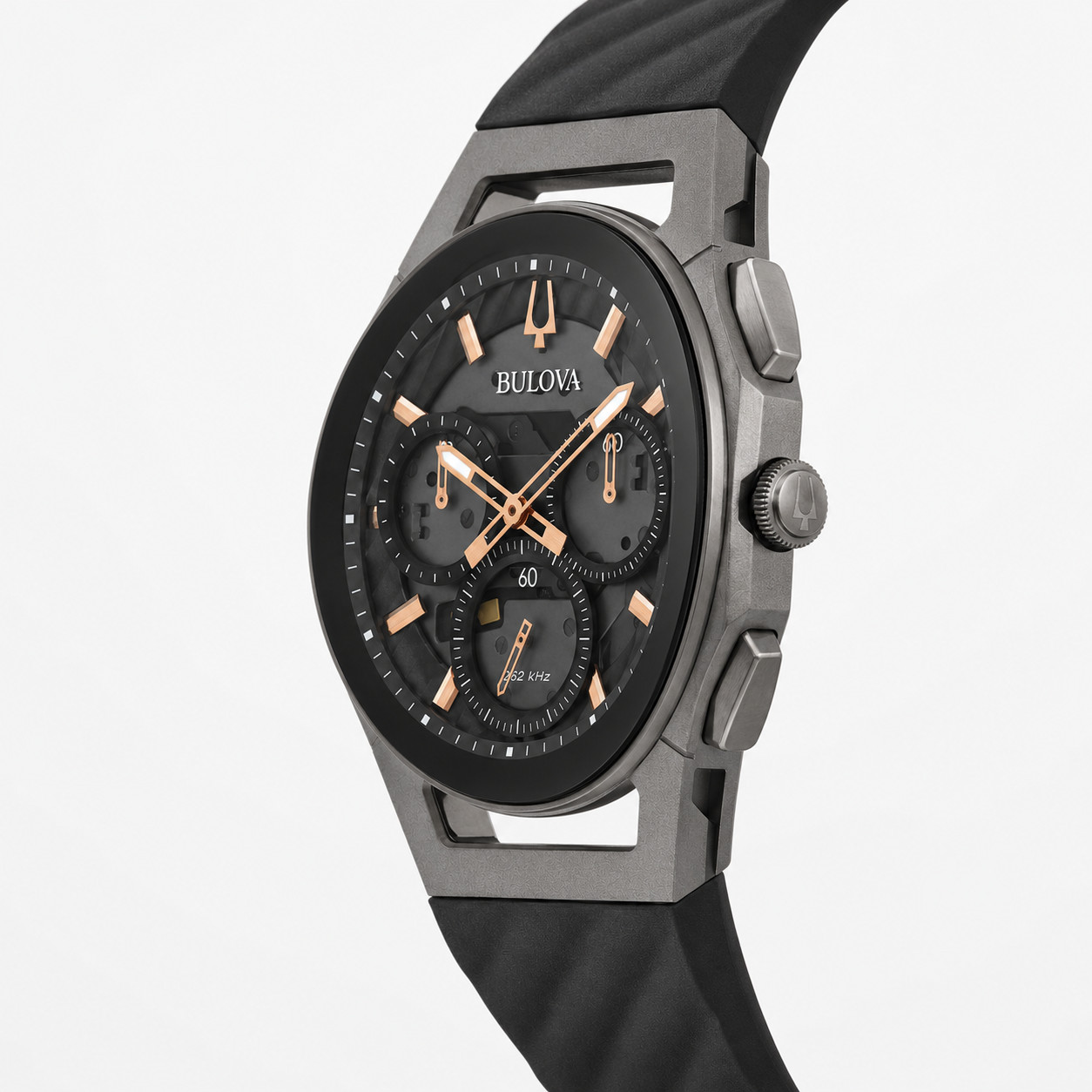 Bulova CURV 98A162 44mm Titanium/Stainless Case with Black Strap Men’s…