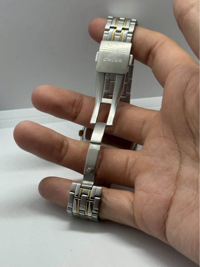 SEIKO SOLAR Analog Two-Tone Watch From Japan