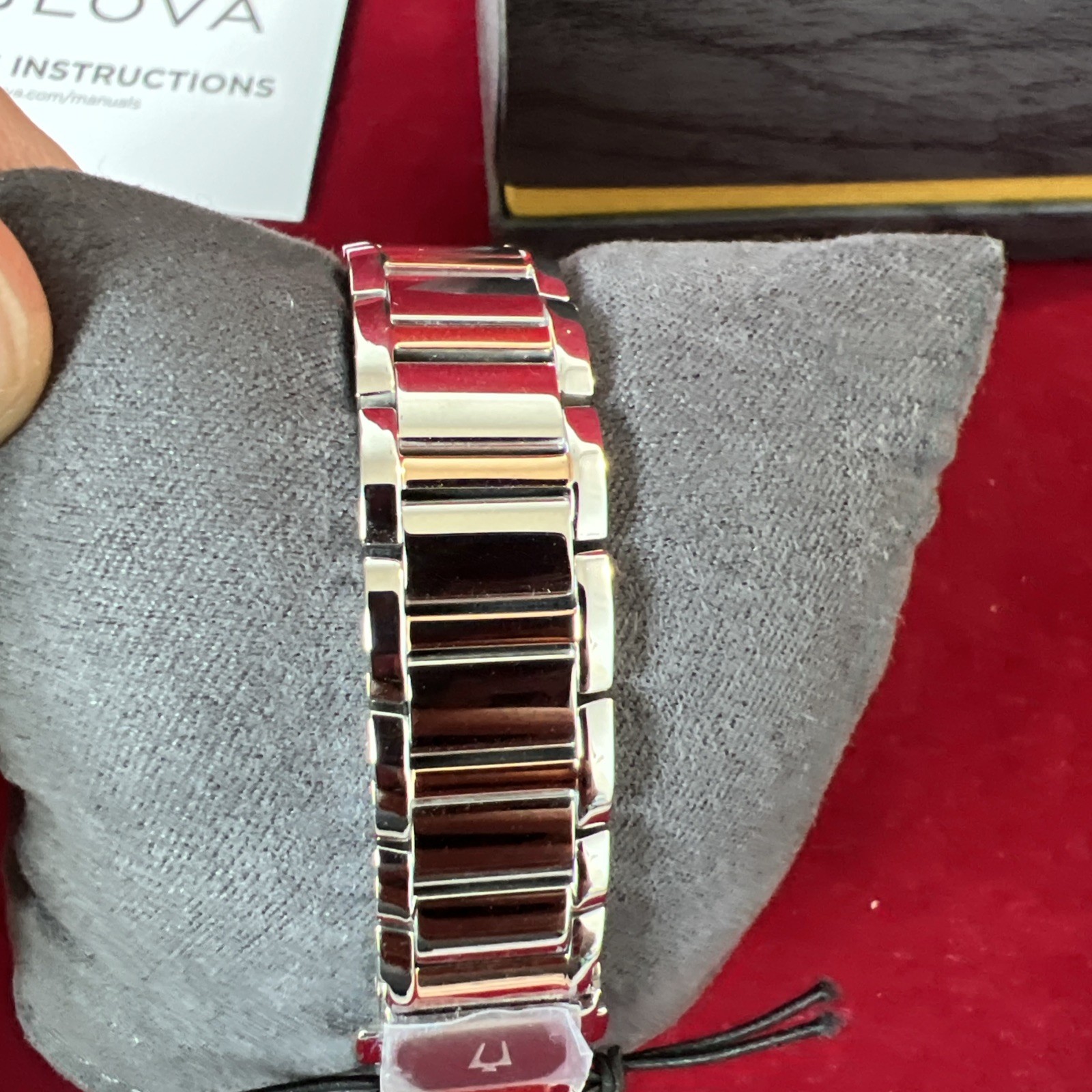Bulova Women’s Crystal Accent Quartz Rose Gold Silver Watch 32MM 98L258