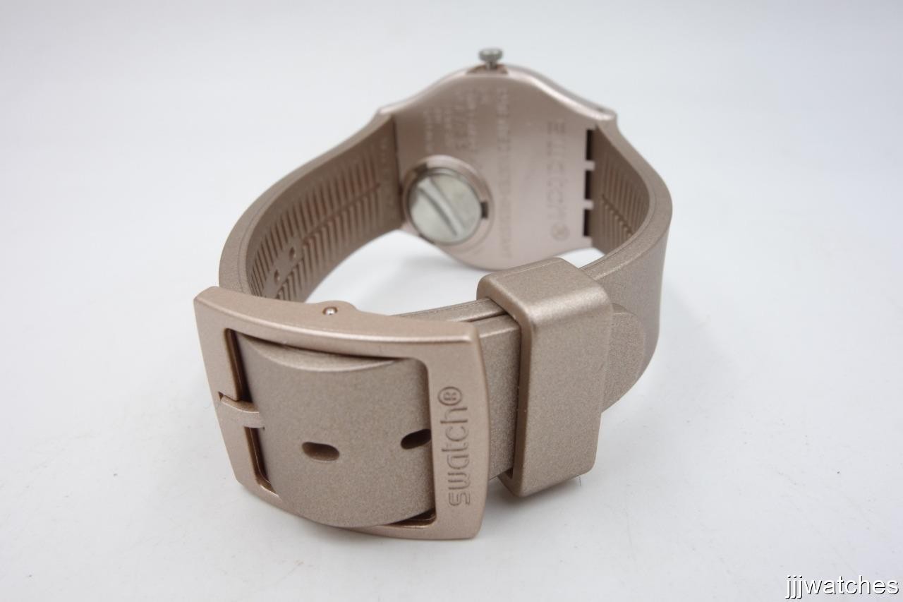 New Swatch Swiss Originals PINKBAYA RoseGold Silicone Date Watch 34mm GP403 $75