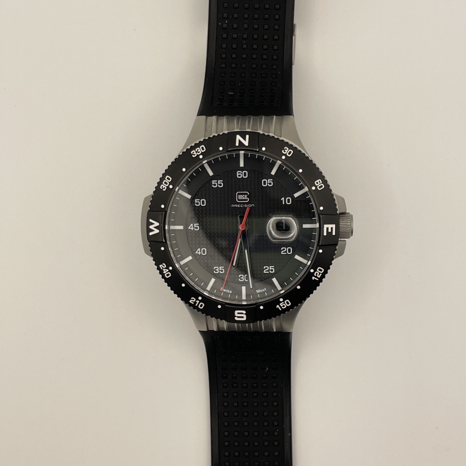 Glock Precision Watch 43mm GW-15-3-22 Black RTF Silicone Strap 20 ATM
