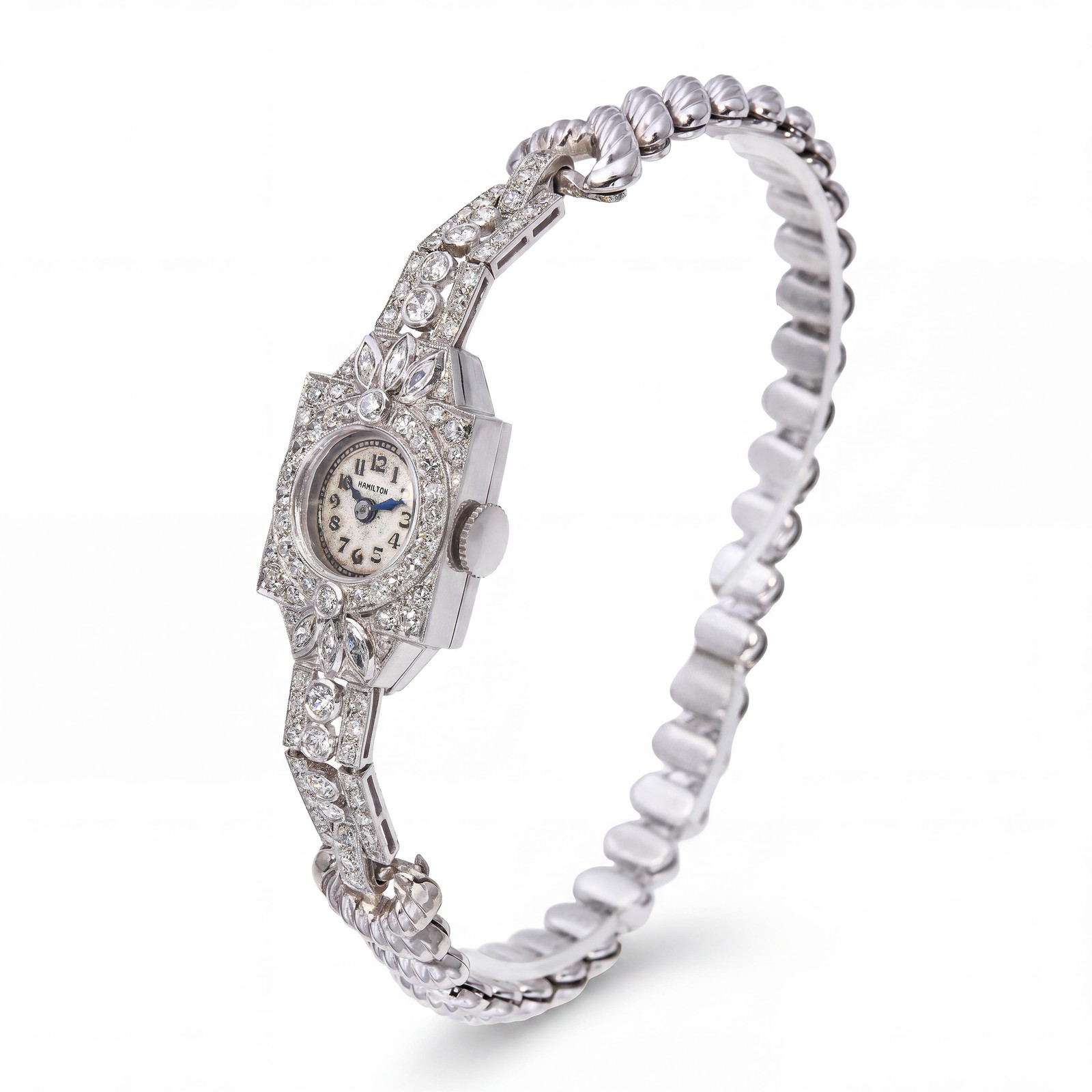 Art Deco Hamilton Platinum Diamond Ladies Dress Watch