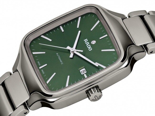 New Rado True Square Automatic High Tech Ceramic Green Dial Mens Watch R27077312