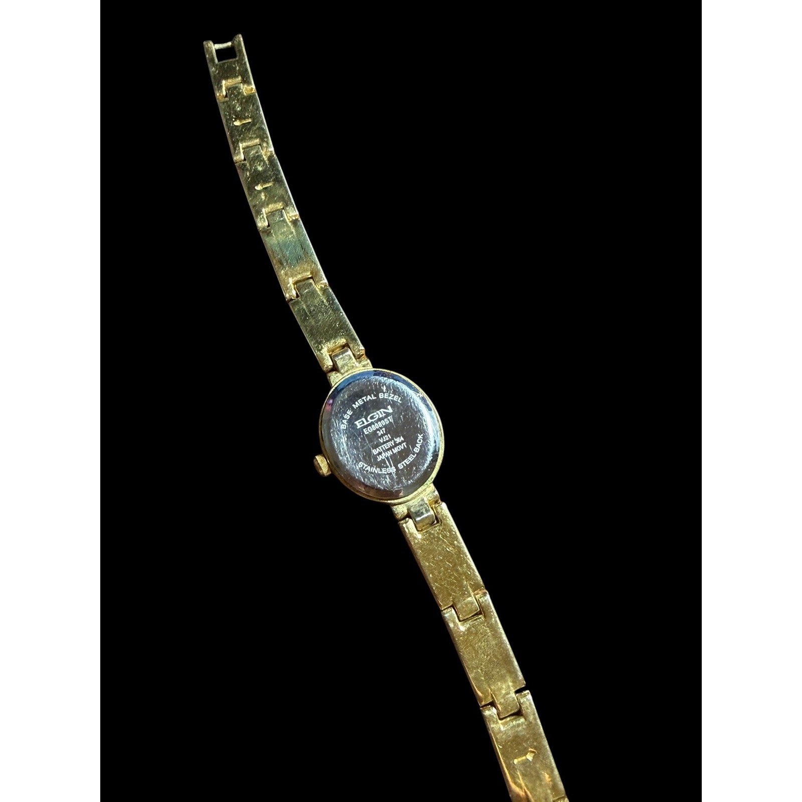 Elgin EG8B89ST Women’s Gold Tone Crystal Bezel Bracelet Watch Quartz V321