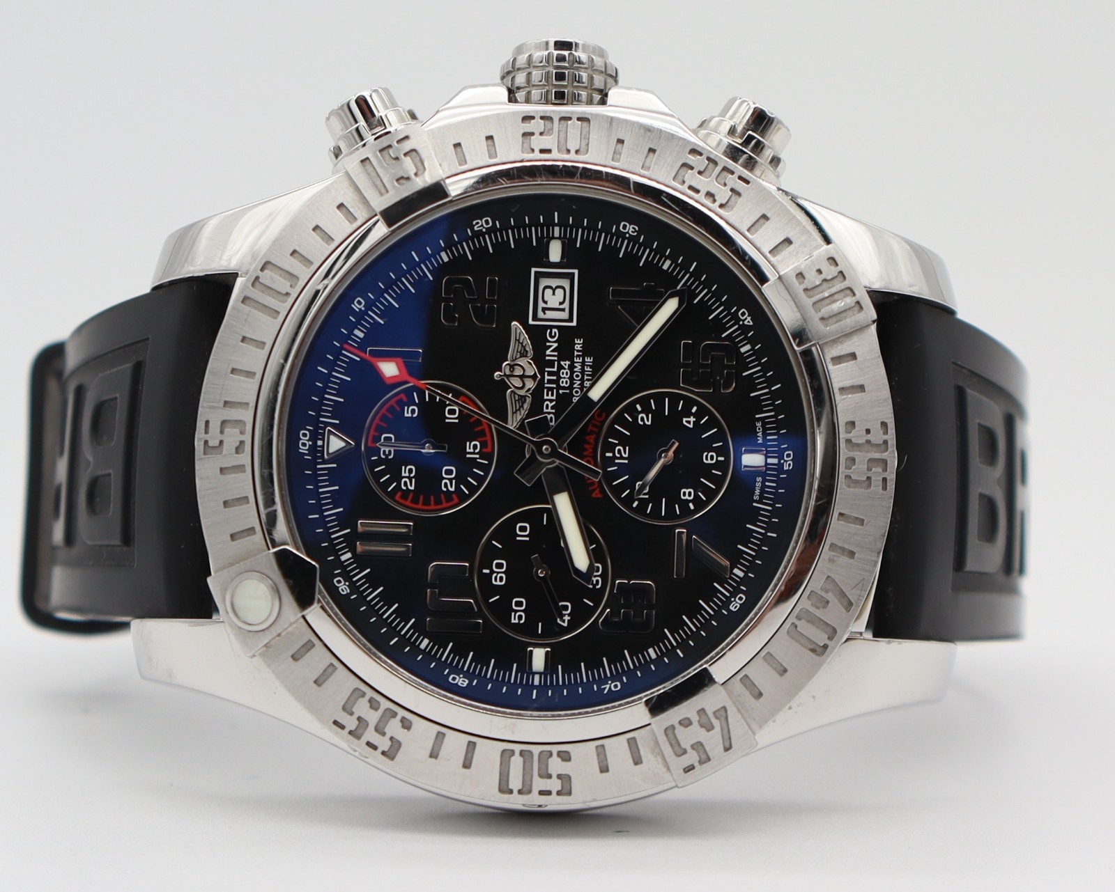 Breitling Super Avenger II 48mm A13371 Black Dial Chrono Free Shipping!