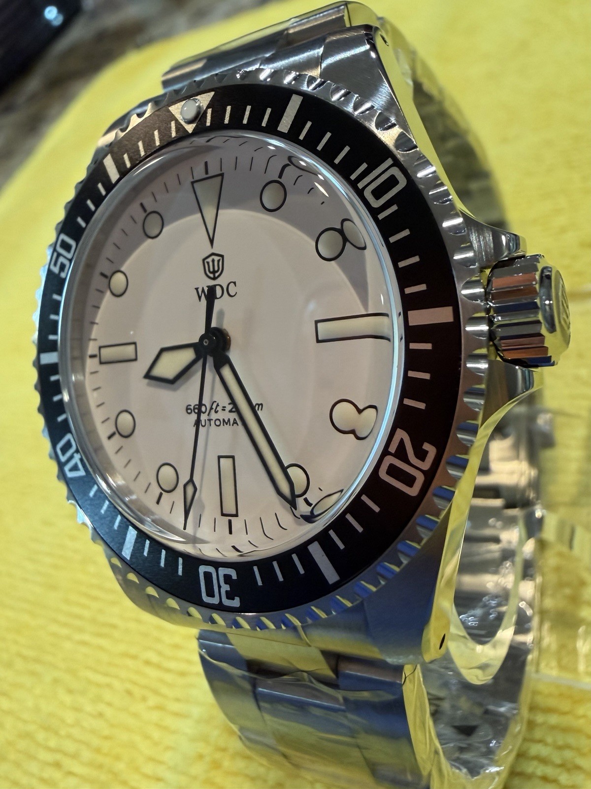 WDC Vintage Series Diver WD5513B – Polar White Dial – PT5000 High-Beat – NEW