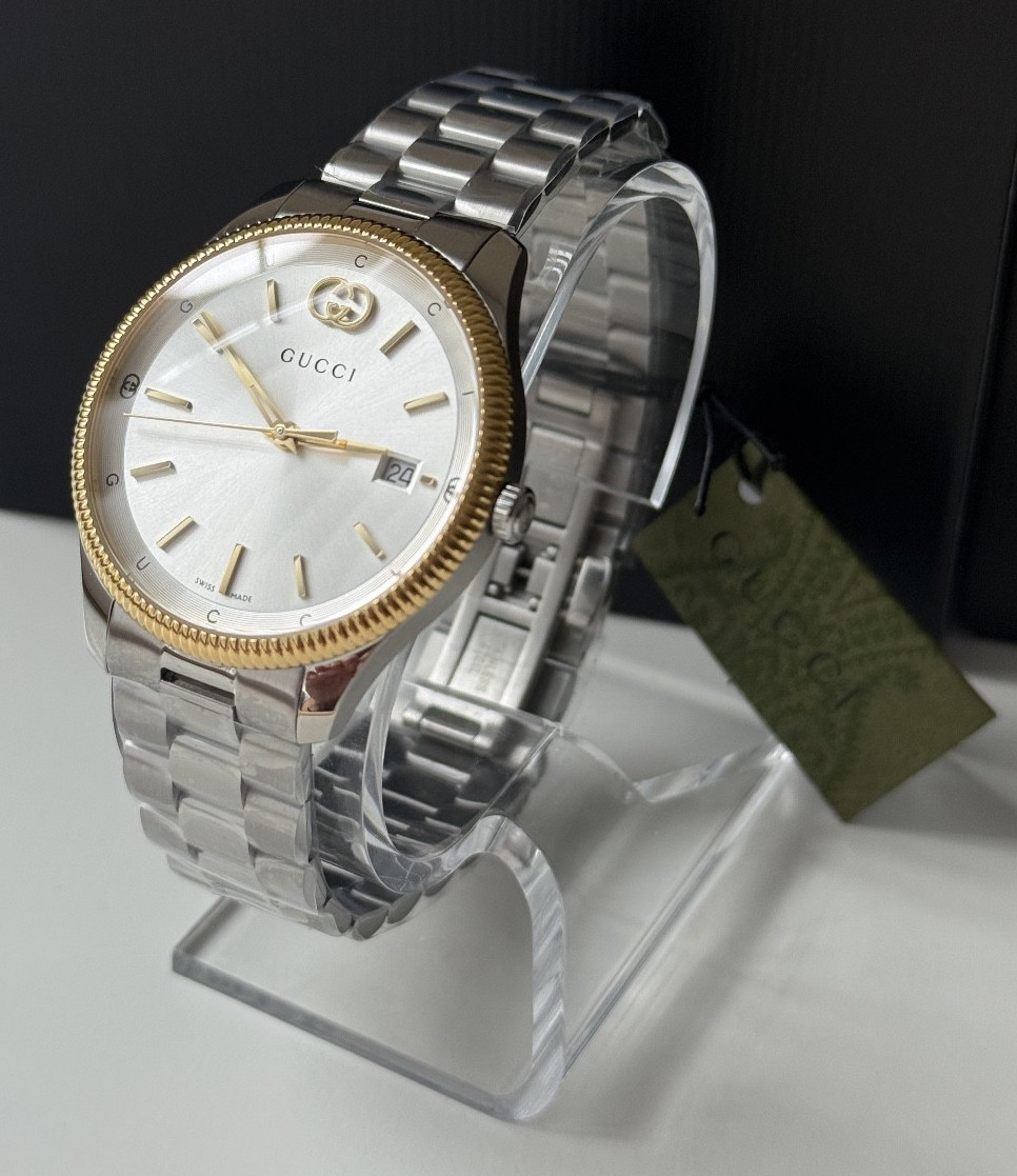 Gucci G-Timeless Quartz 38mm Yellow Gold Bezel Watch YA1264233
