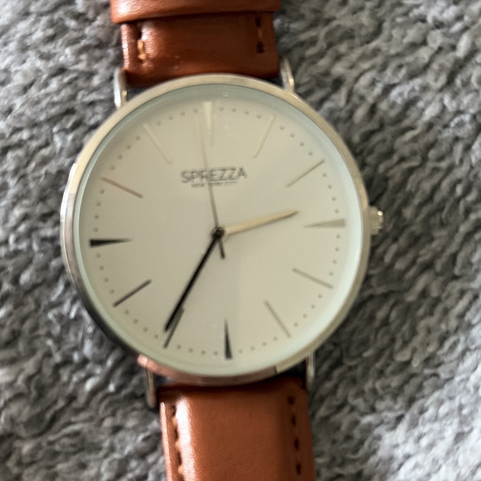 Sprezza Quartz Wristwatch 40mm Silver SS Case White Dial Brown Leather Strap