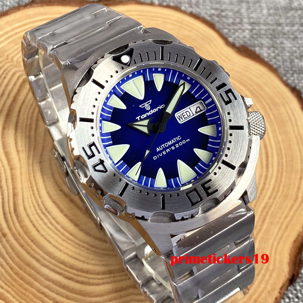 Tandorio Monster NH36 42mm Steel Automatic Men Watch Sapphire Week Date Luminous
