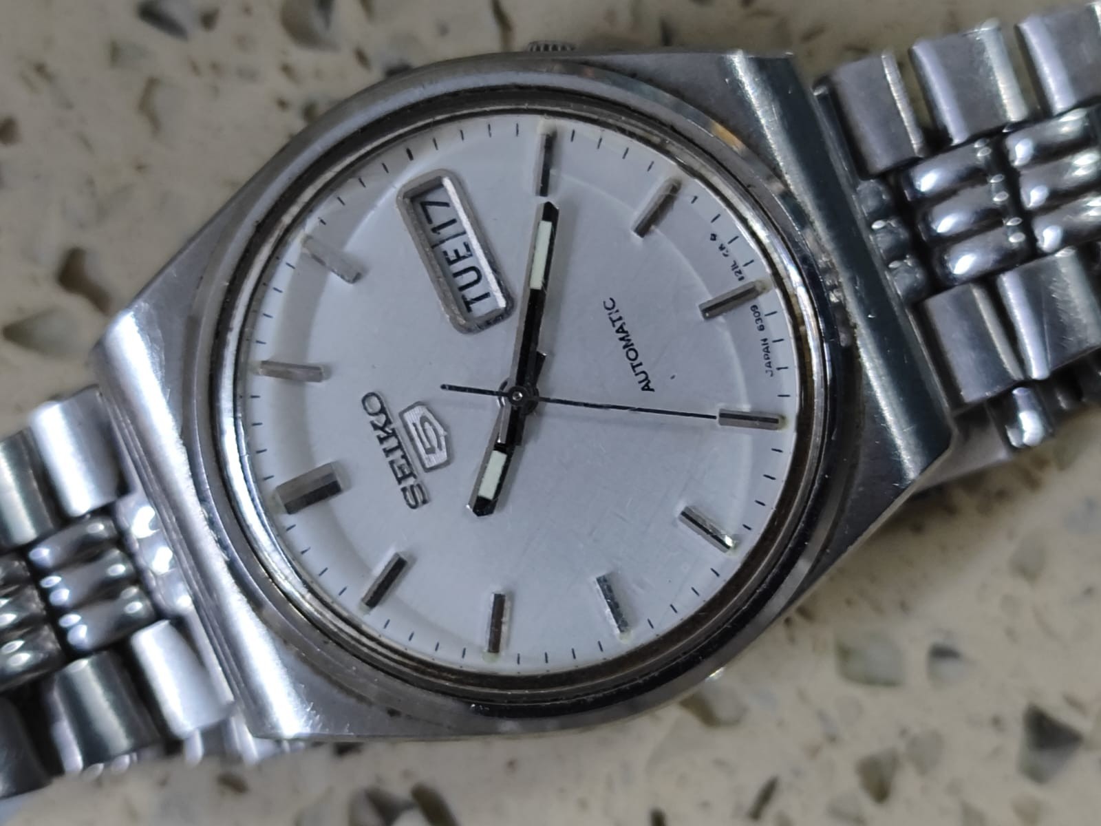 1971 VINTAGE SEIKO 6309-8150 White Dial Automatic Working Used