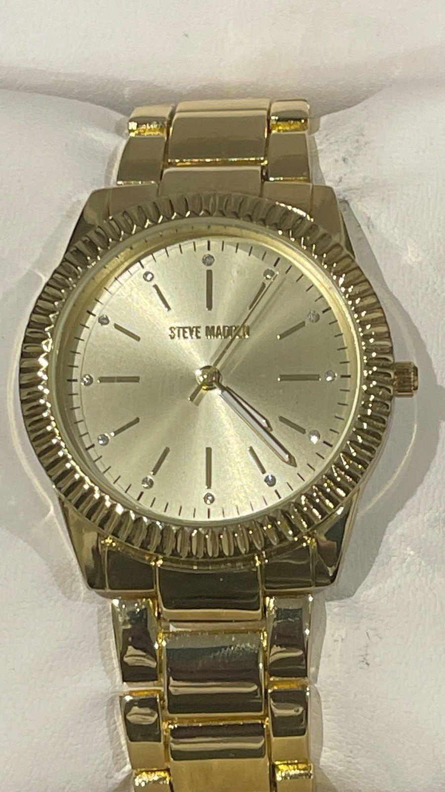 Steve Madden Genuine Crystal Accented Women’s Watch Gold Tone