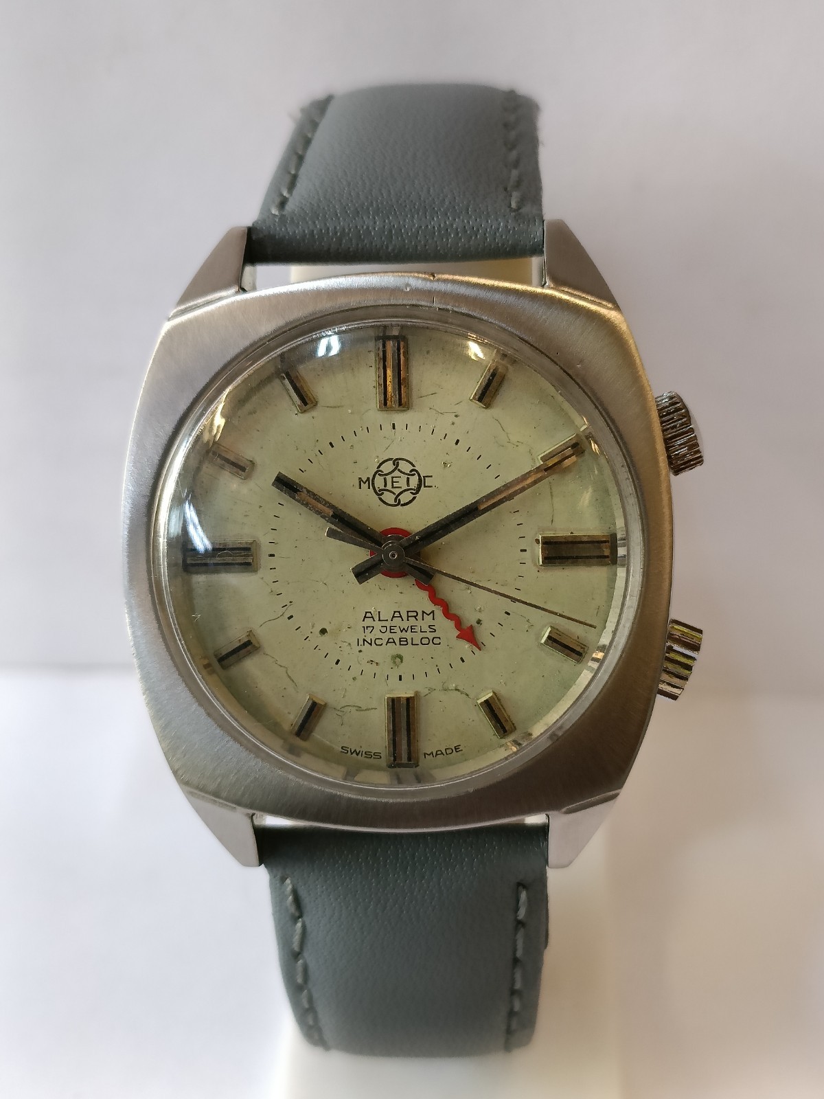 MJELC ALARM 17J WINDING PATINA DIAL SWISS MEN’S WORKING CONDITION
