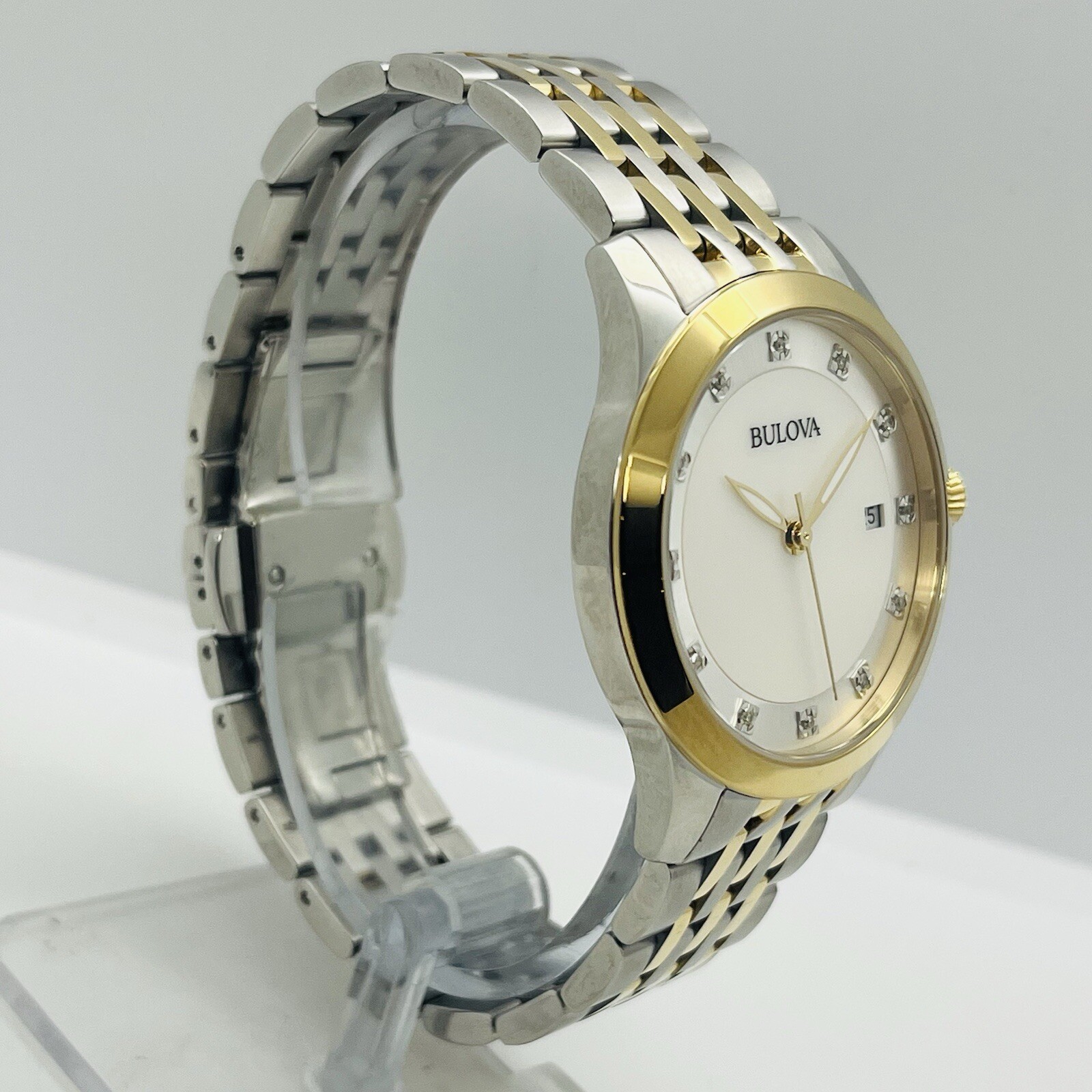 Bulova Women’s Diamond Accent Date Indicator Two Tone 36mm Watch 98P161