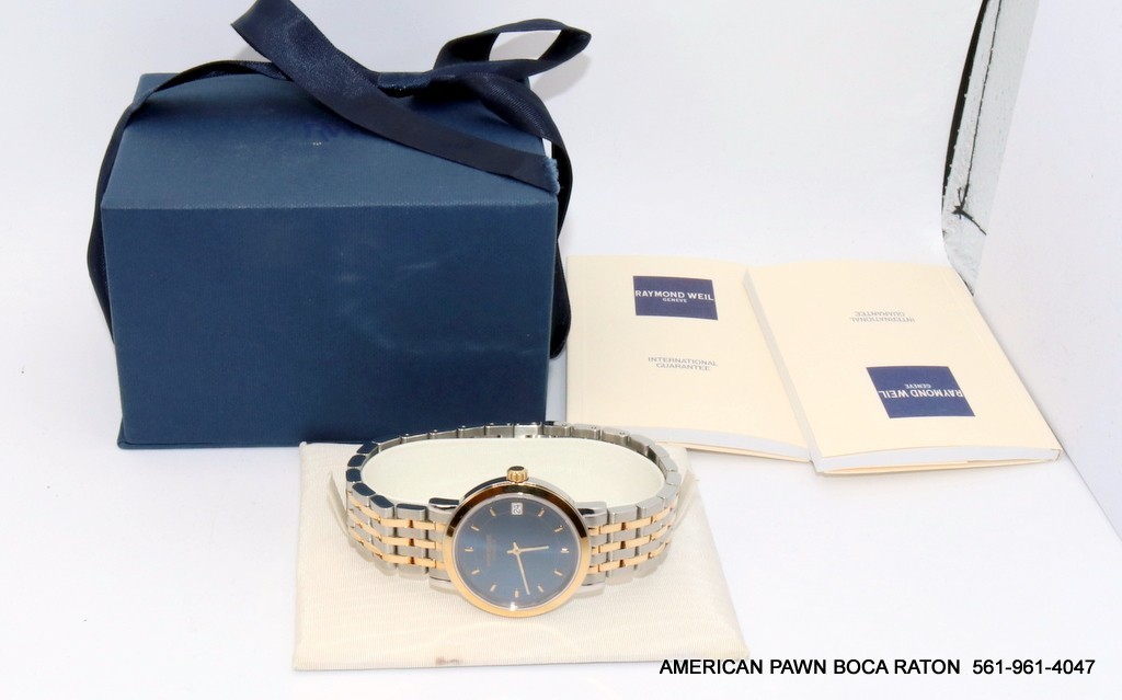 Raymond Weil 5593 Toccata Stainless Steel Two Tone Quartz Watch 35mm Blue Dial