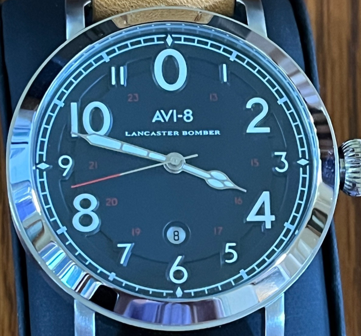AVI-8 Lancaster Bomber Cockpit Date Gift Set – Blue Dial with Tan Leather Strap