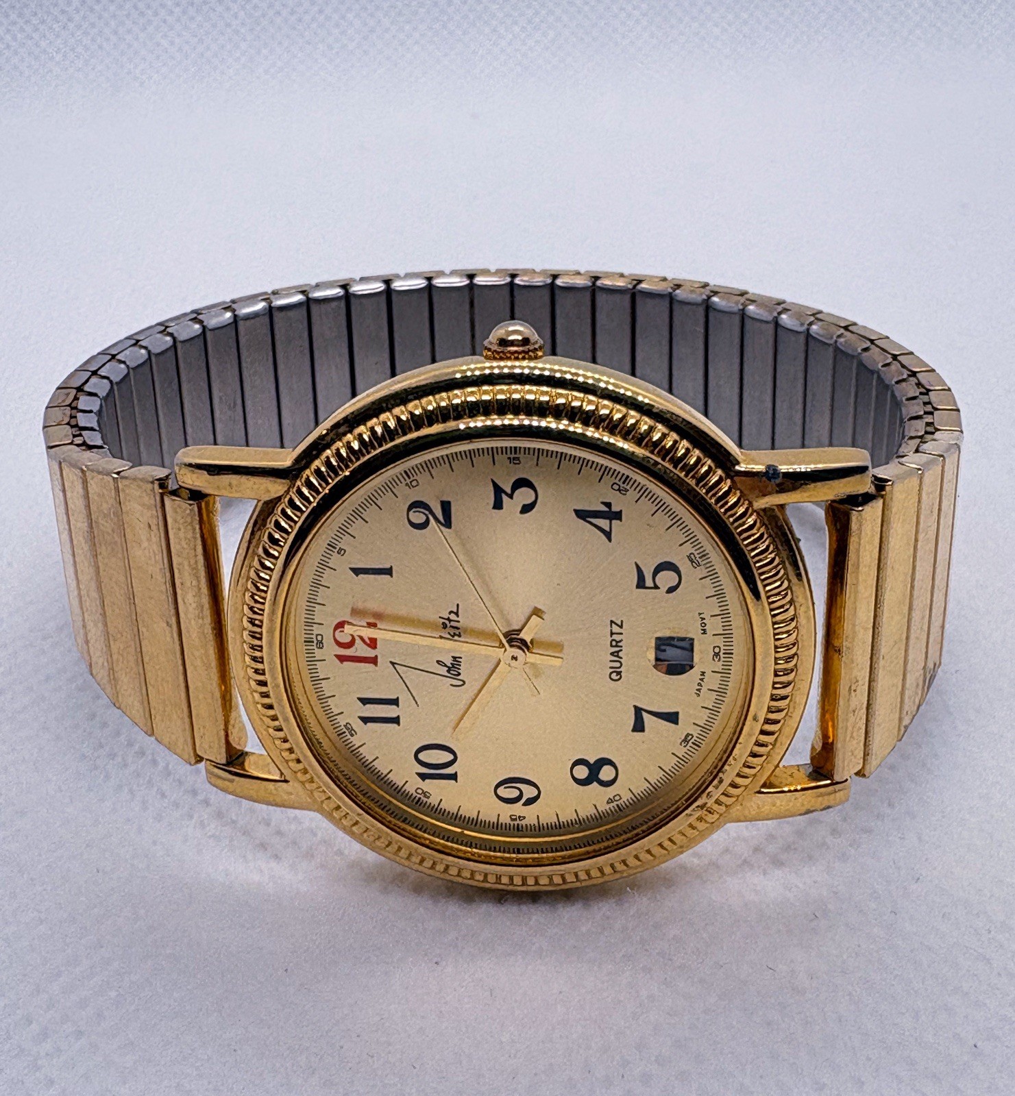 Vintage 1990s John Weitz LJW 123 Gold Tone Coin Edge Men’s Watch Seiko PC32 Movt