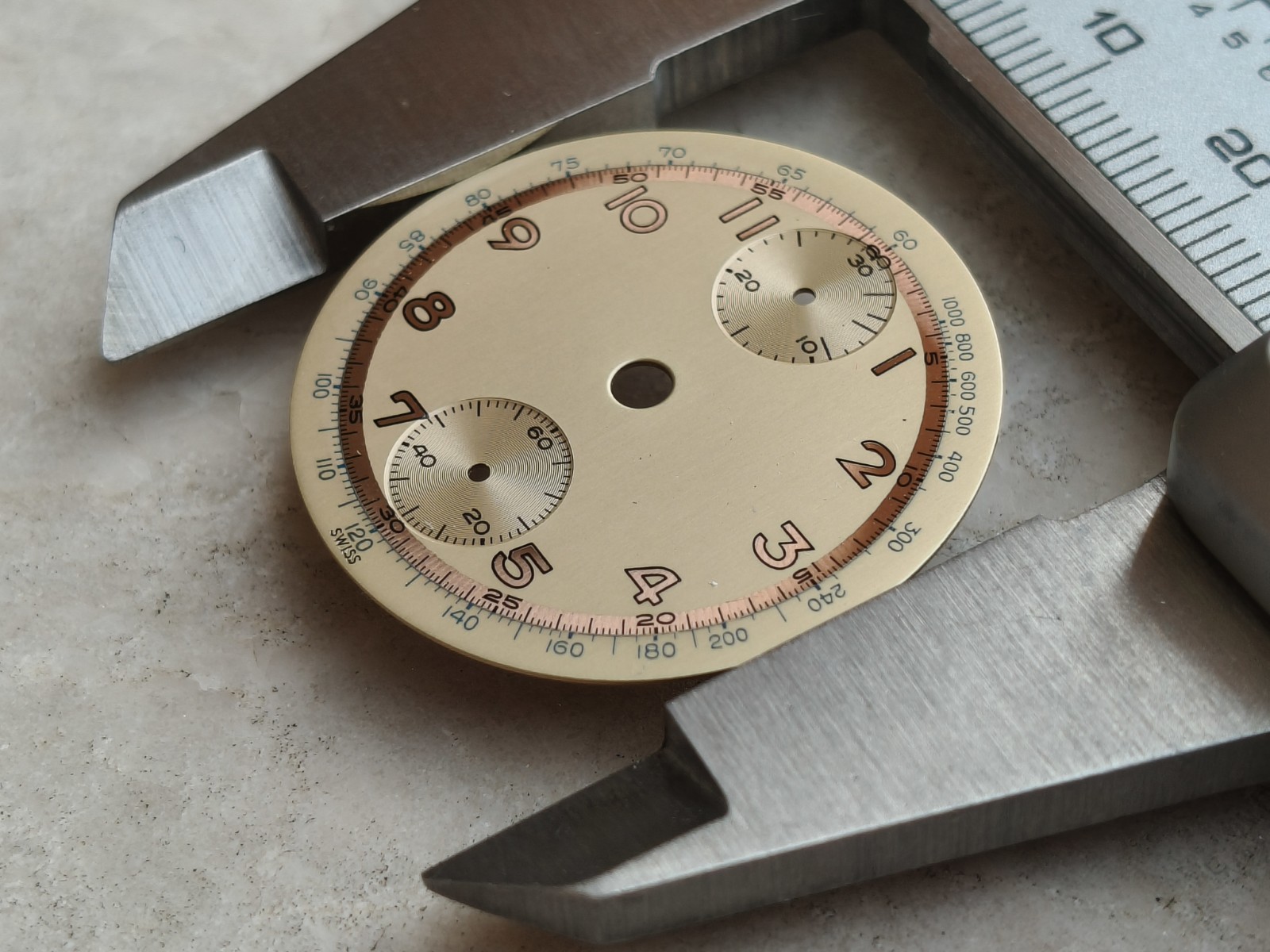 40s ANONYMOUS CHRONOGRAPH VENUS 170 ORIGINAL WATCH DIAL 30mm NOS!