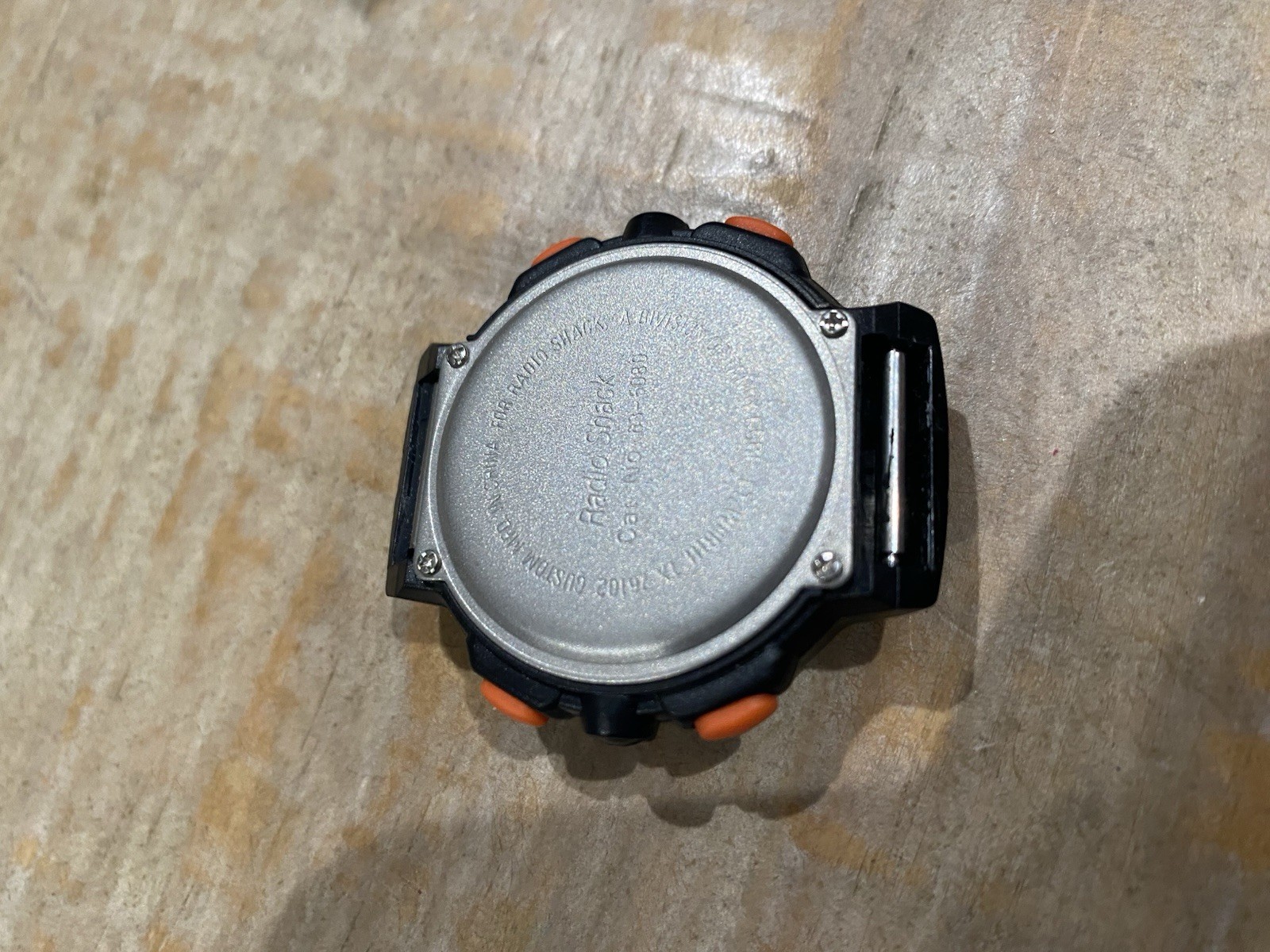 Vtg Radio Shack Sports Watch Mens Black And Orange Tone Chronograph 63-5080